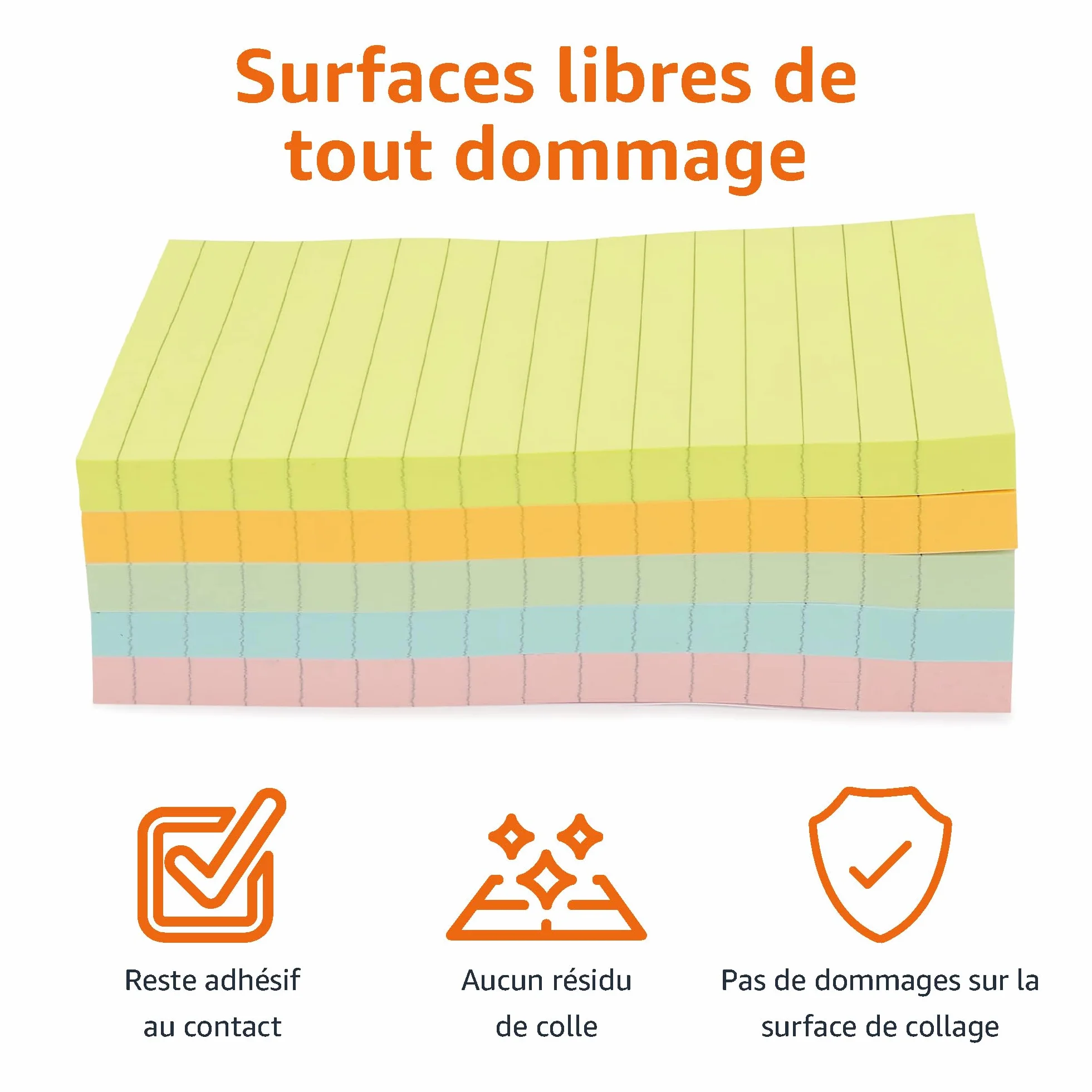 Amazon Basics Carrée blocs de feuillets autocollants lignés 102 x 152 mm Lot de 5