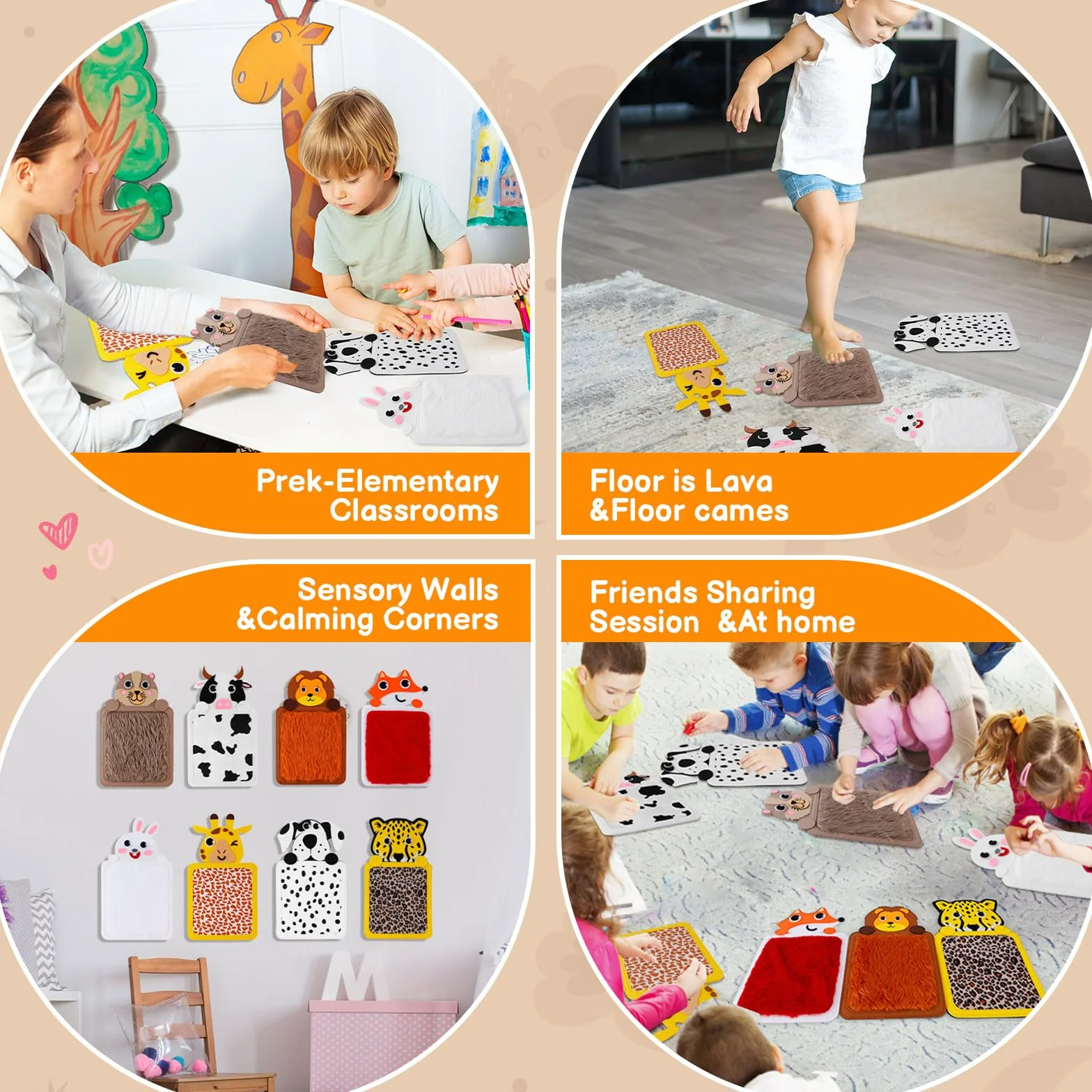 Tapis Sensoriel Enfant Autiste 8 Pièces Jouets Sensoriels Tactiles Dalles de Sol