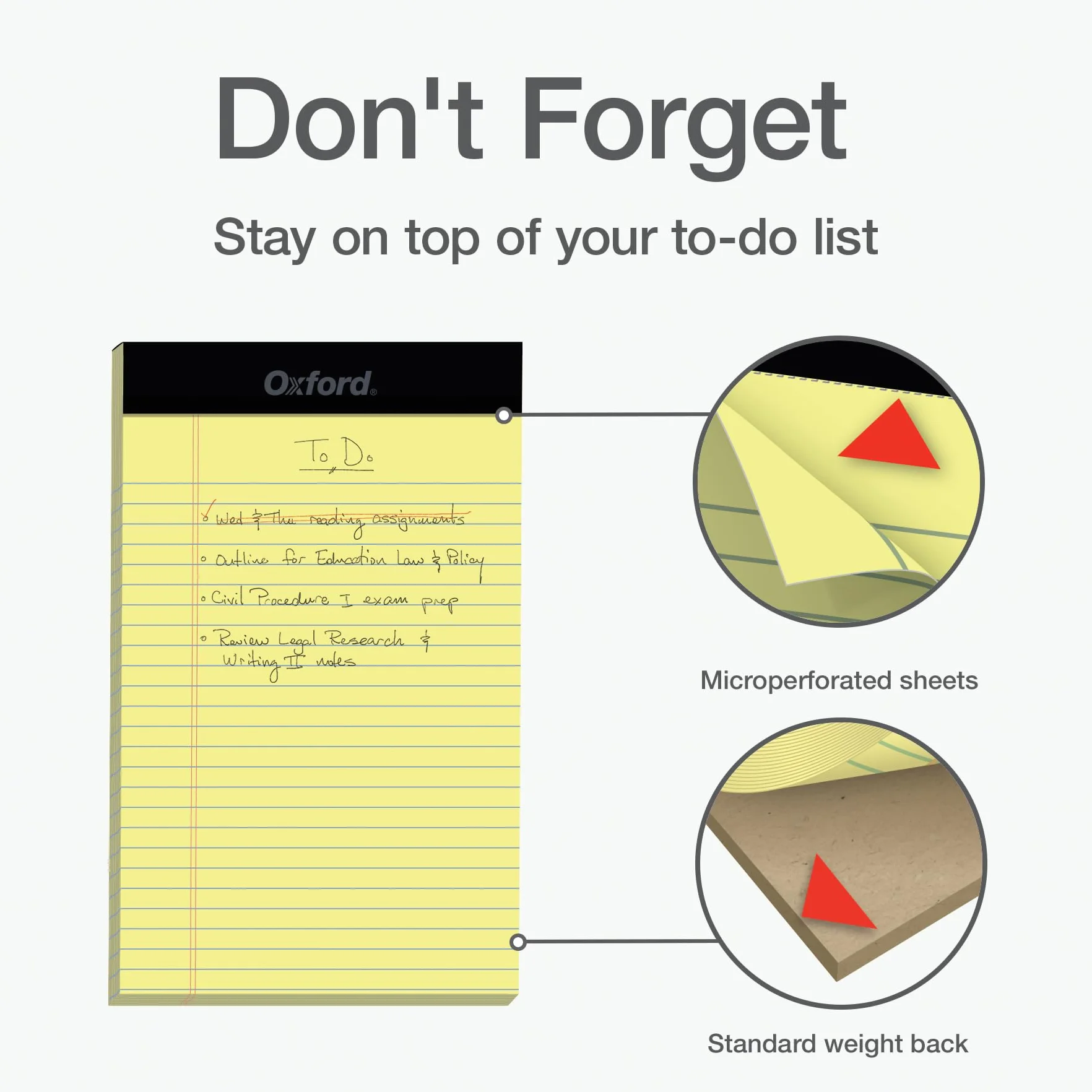 Oxford Lot de 12 blocs légaux 5 x 8, papier jaune à lignes étroites, 50 feuilles