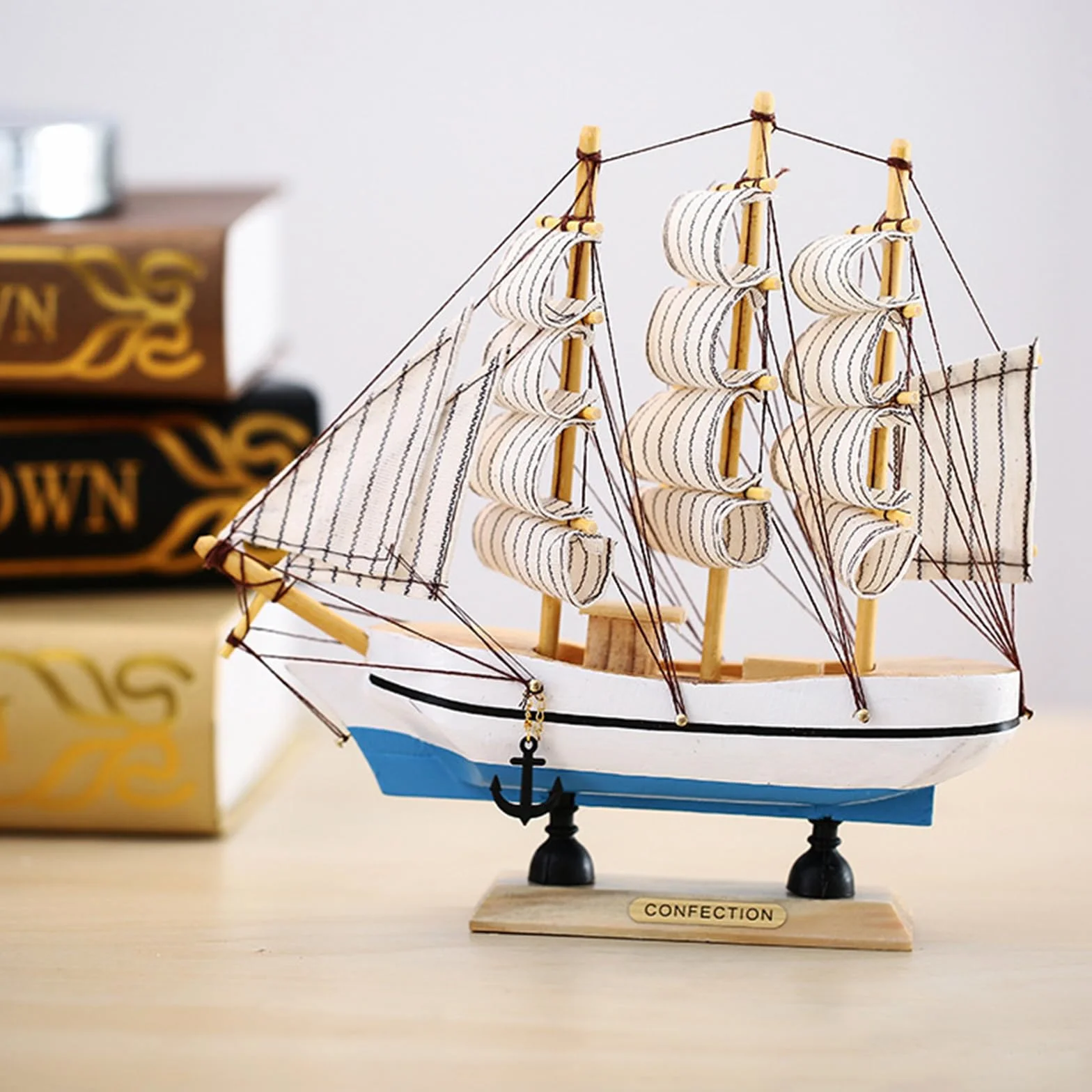 Modèle de Voilier Miniature en Bois 16cm Fahibin
