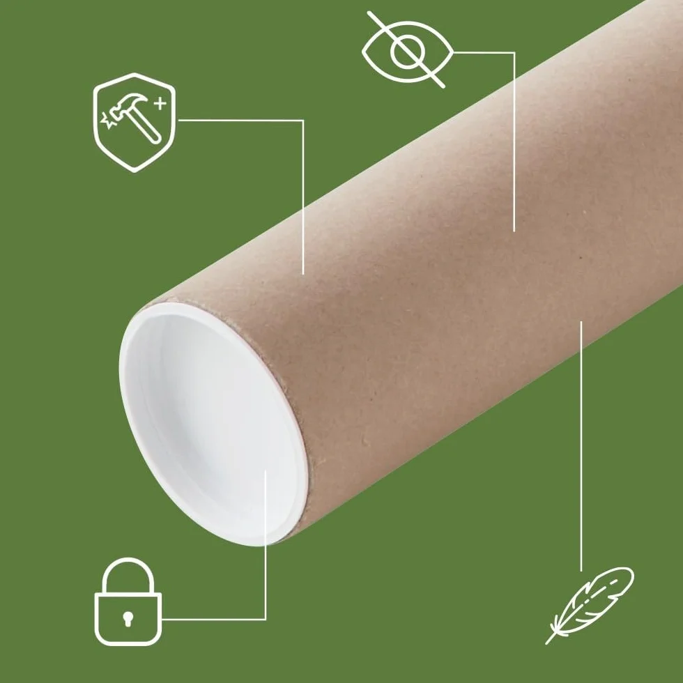 Lot 10 tubes pour expédition et emballage ø10 x 100 cm avec capuchon pour affiche et poster