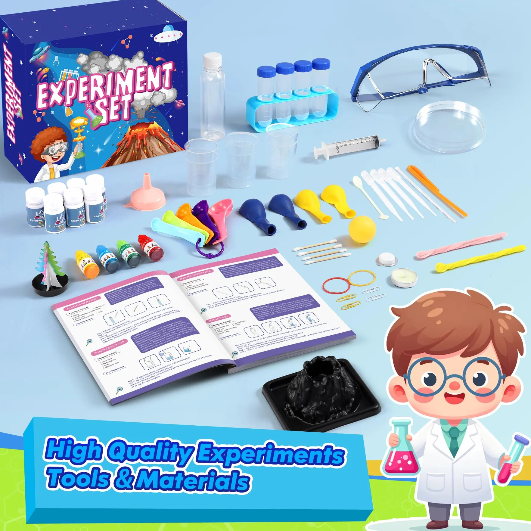 80+ Experiences Scientifiques Enfants - Kit Scientifique Enfant - Cadeau Fille Garcon 6-10 Ans - Jouet Chimie