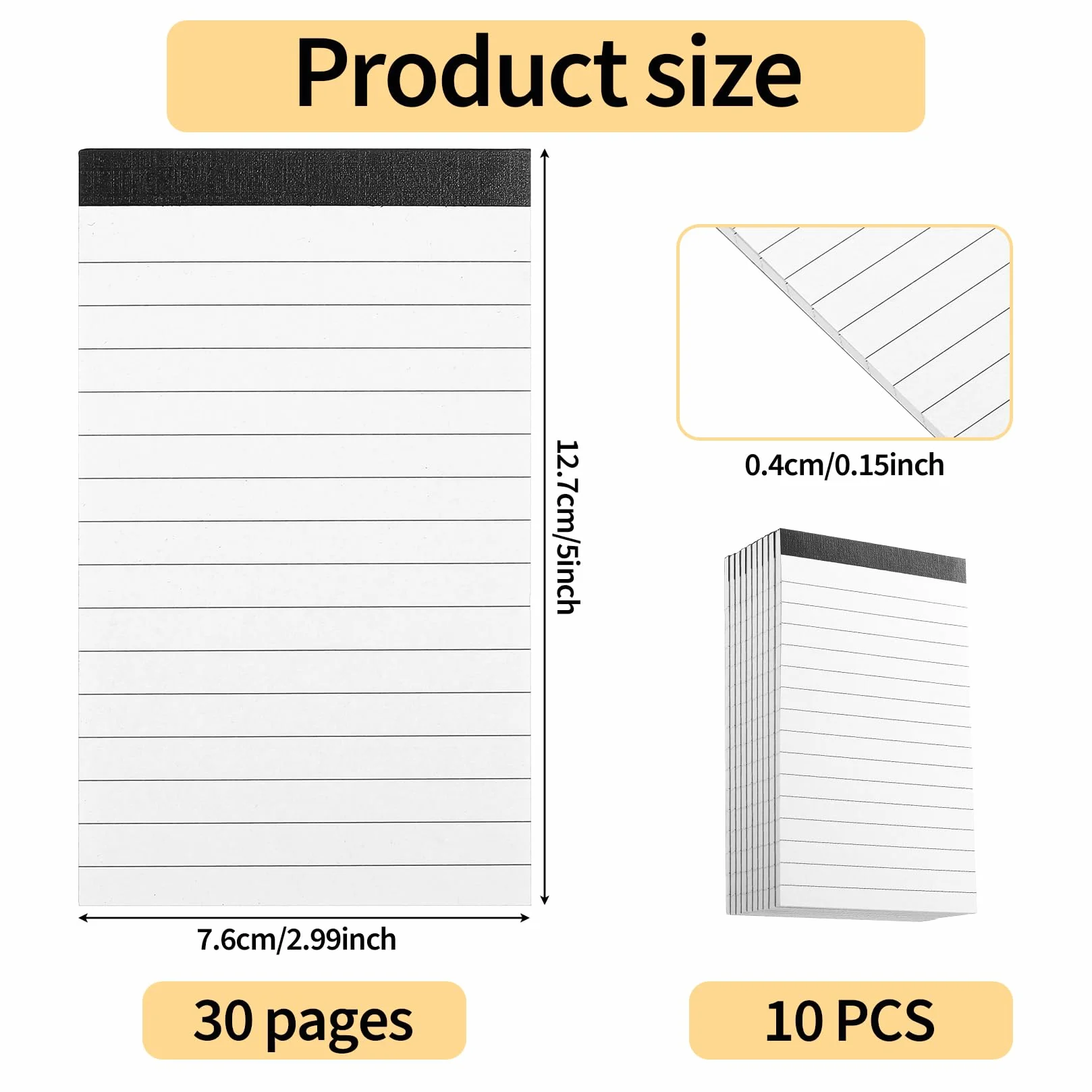 Lot de 10 blocs-notes A7 ligné - Carnets de courses - Planificateur hebdomadaire 30 feuilles