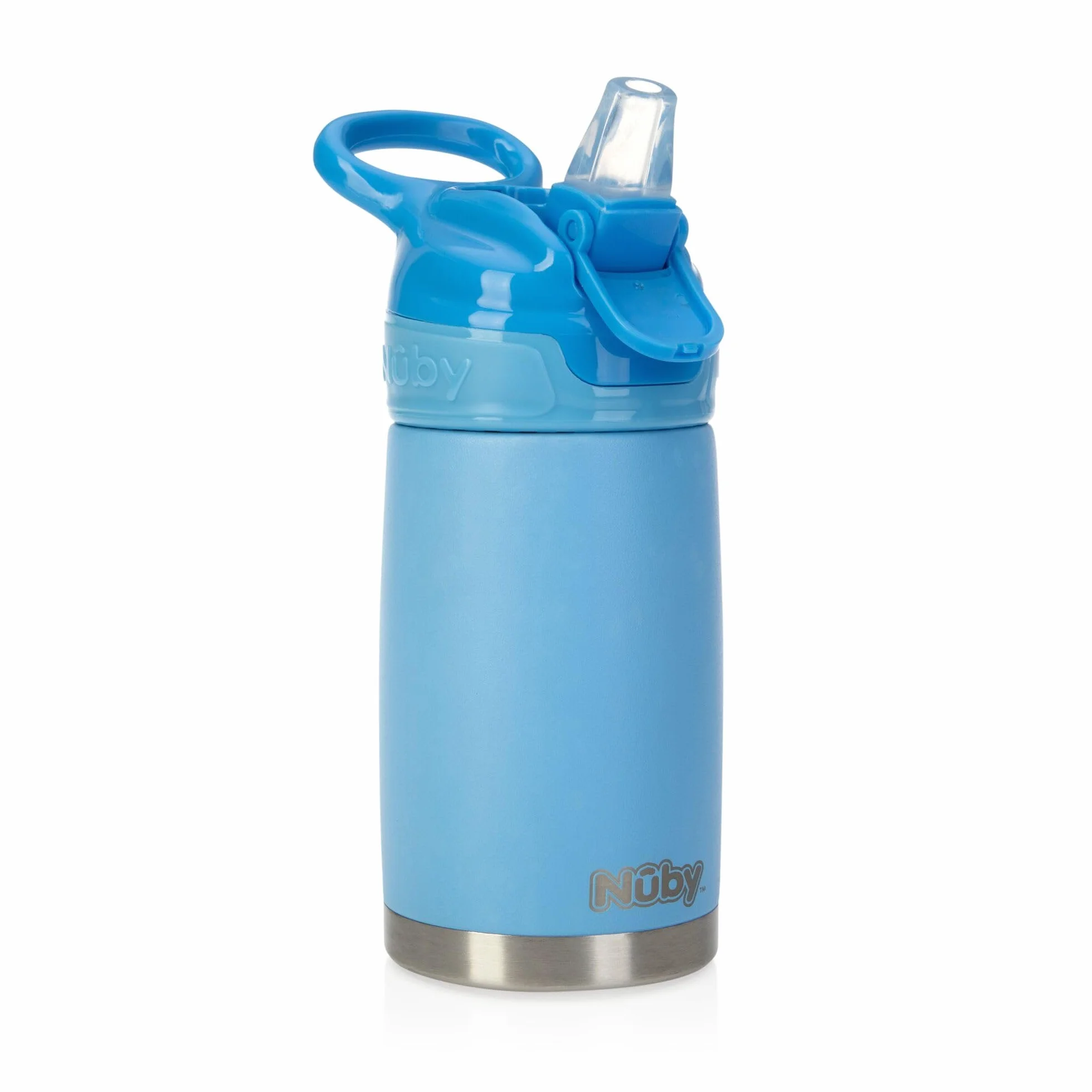 Nuby Gourde Reflex Flip-it Isotherme en Acier Inoxydable Anti-fuites 300ml Bleu +18 Mois