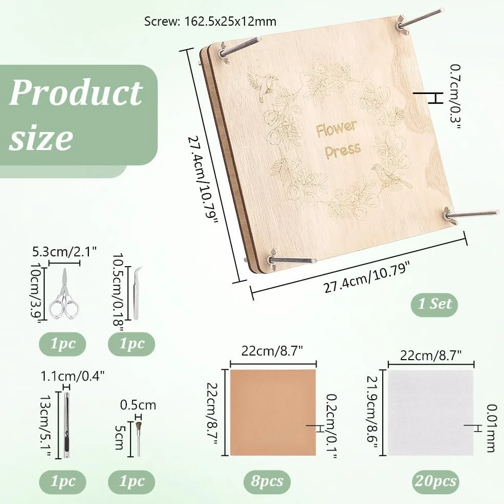 Kit de Presse à Fleurs en Bois 27.5x27.5cm 8 Couches PH PandaHall