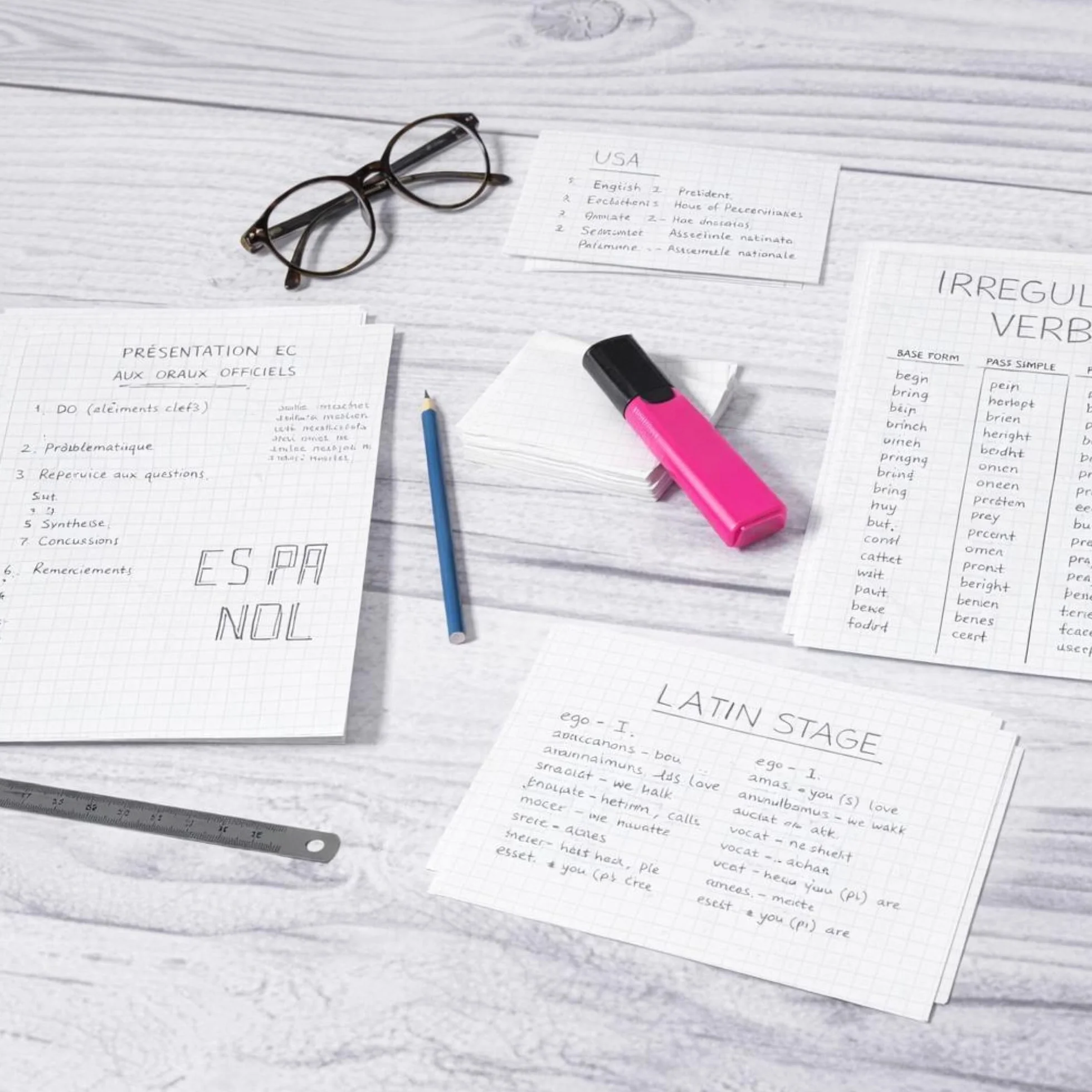 Exacompta Pack Essentiel 3 Étuis 100 fiches bristol quadrillées 5x5 non perforées 100 x 150 mm blanc