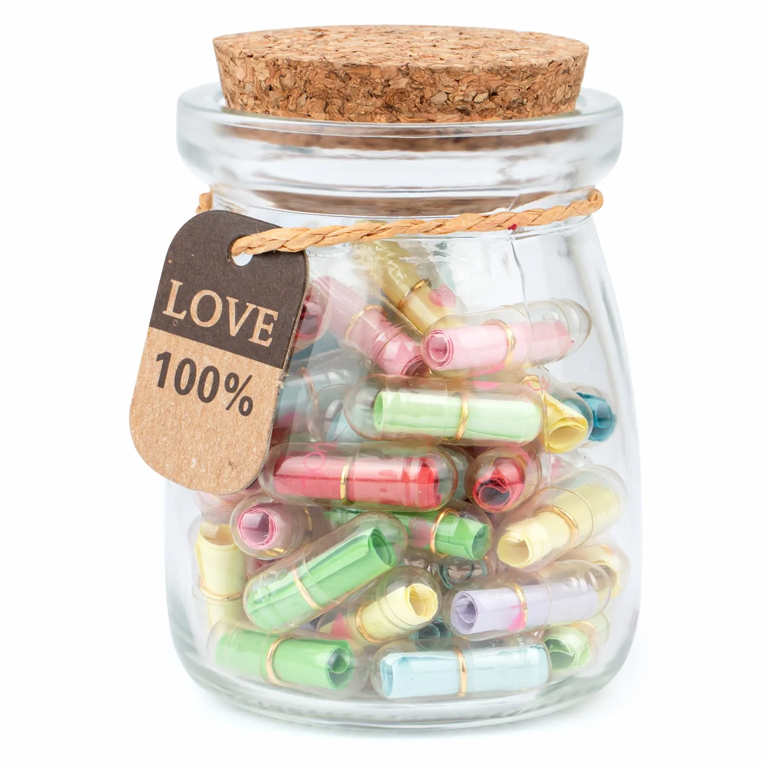 Lot de 60 lettres en forme de capsule avec message dans une bouteille, cadeaux pour anniversaire, Noël