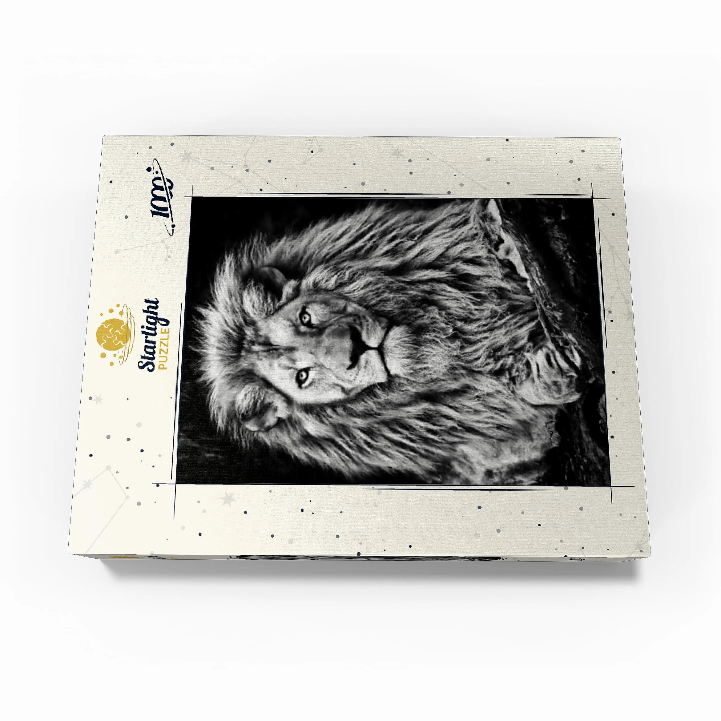 Image en noir et blanc du lion majestueux - Puzzle de 1000 pièces de qualité supérieure pour adultes