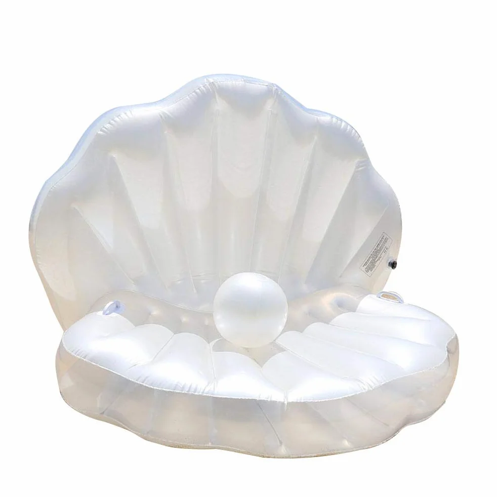 Flotteur gonflable en coquillages géants avec boule de perles, nacre, chaise de radeau flottante pour piscine, fête d'été, plage, 160 x 130 x 130 cm