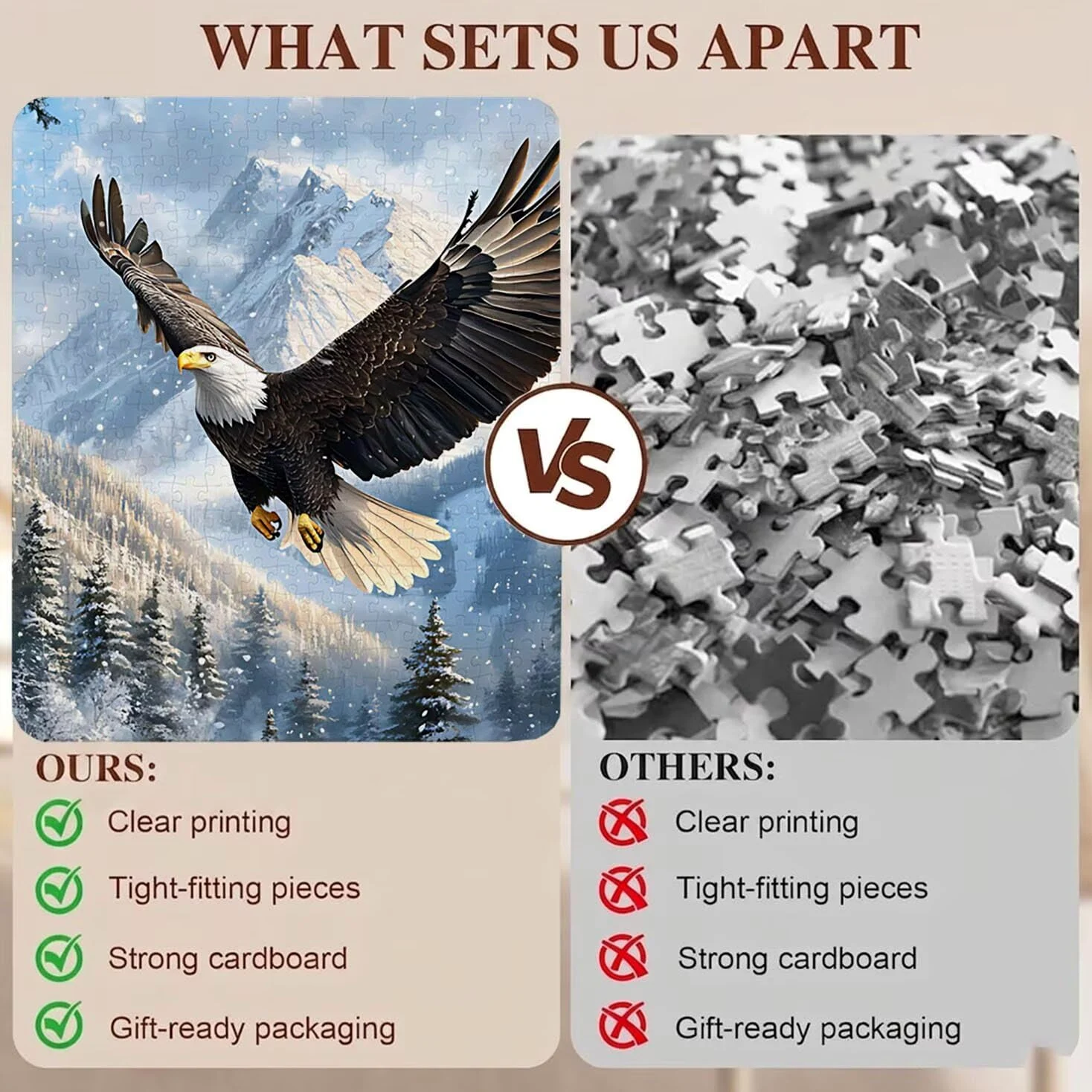 Paysage Aigle Puzzle 1000 Pièces pour Adultes, Format 75 x 50 cm, Challenge Casse-Tête de Famille, Loisirs Créatifs et Relaxation, Pièces Robustes avec Lettres au Dos, Décor Murale Salon f0-517