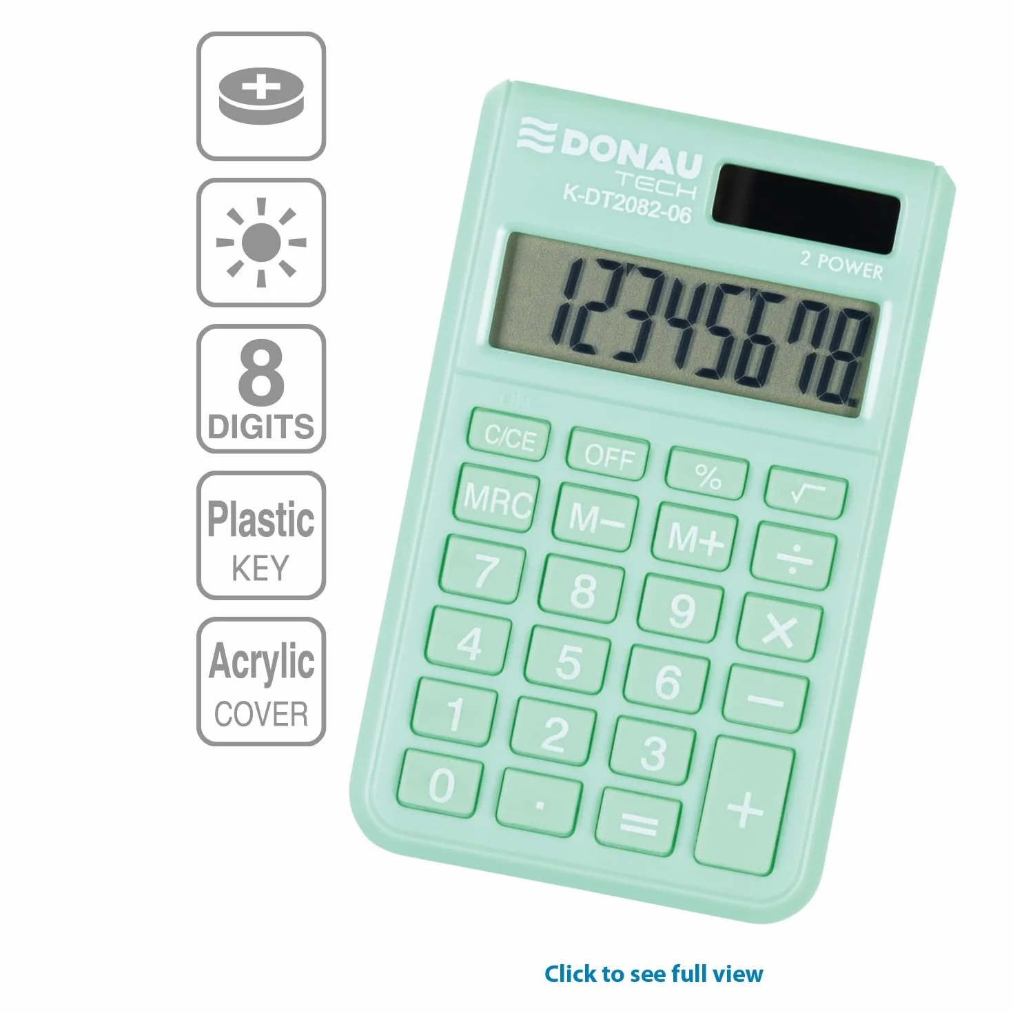 Calculatrice Donau Tech K-DT2082-06 8 Chiffres Racine Carrée 97 x 60 x 10 mm Vert