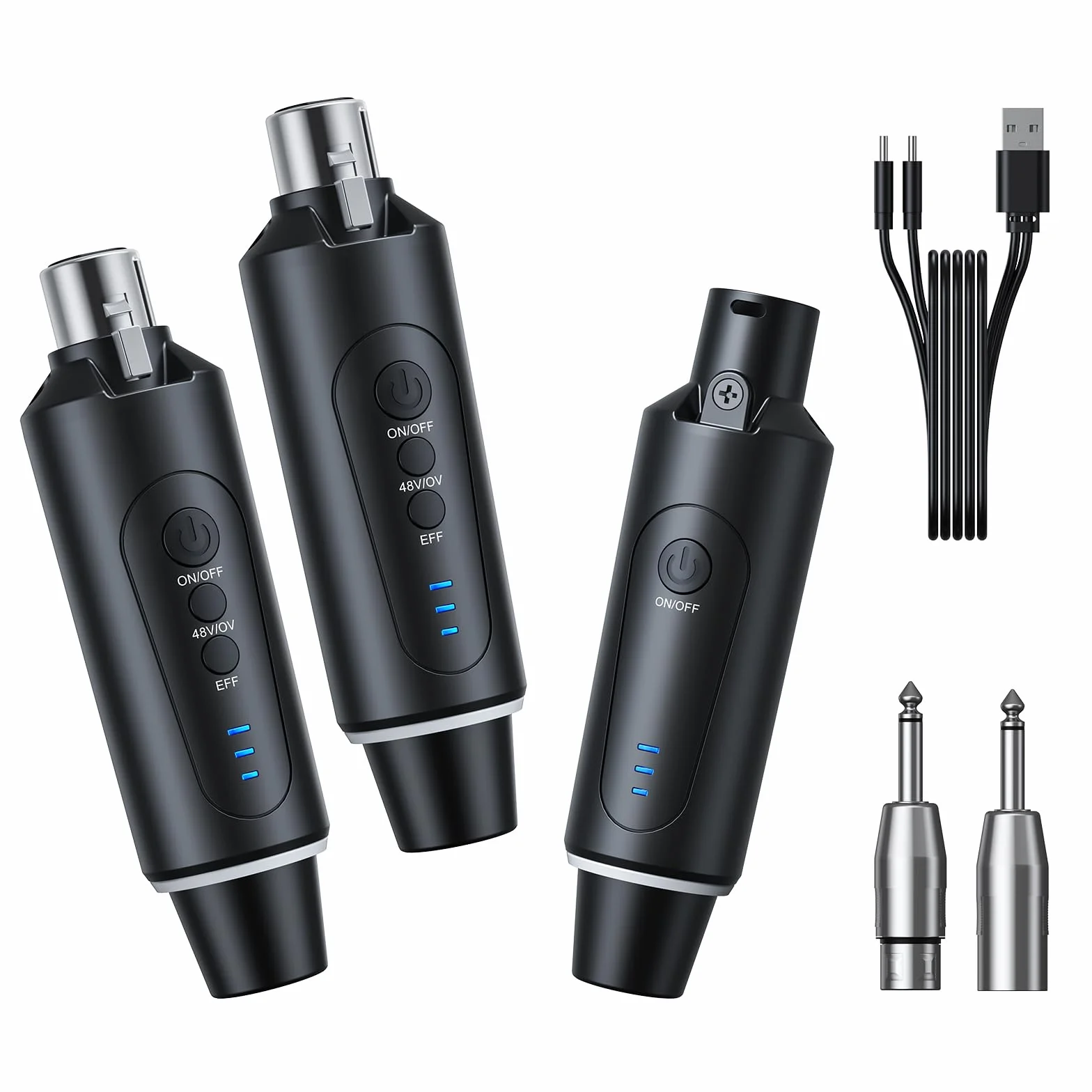 Microphone sans fil XLR 2,4 GHz émetteur récepteur 1 à 2 pour chant discours public 50-100 m