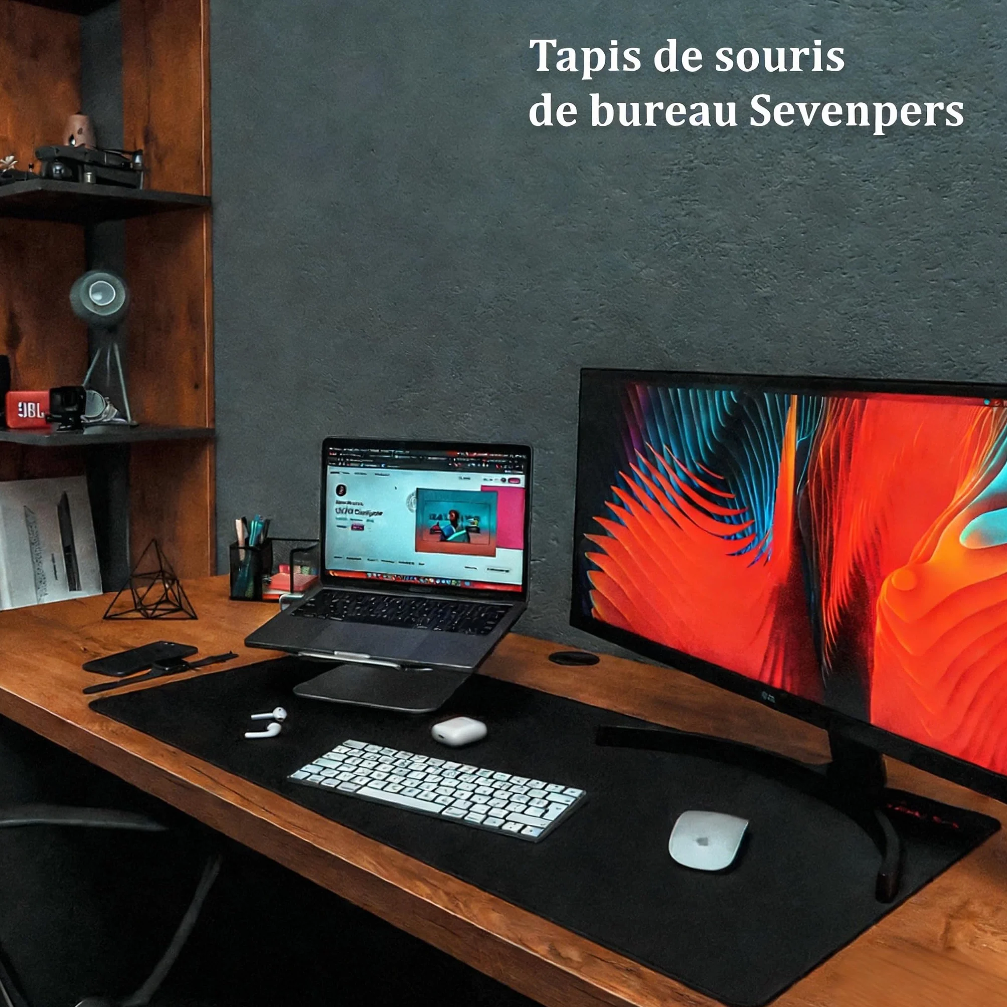 Tapis de Bureau Cuir PU 80x40 cm Imperméable Antidérapant Protection de Table pour Clavier Écriture