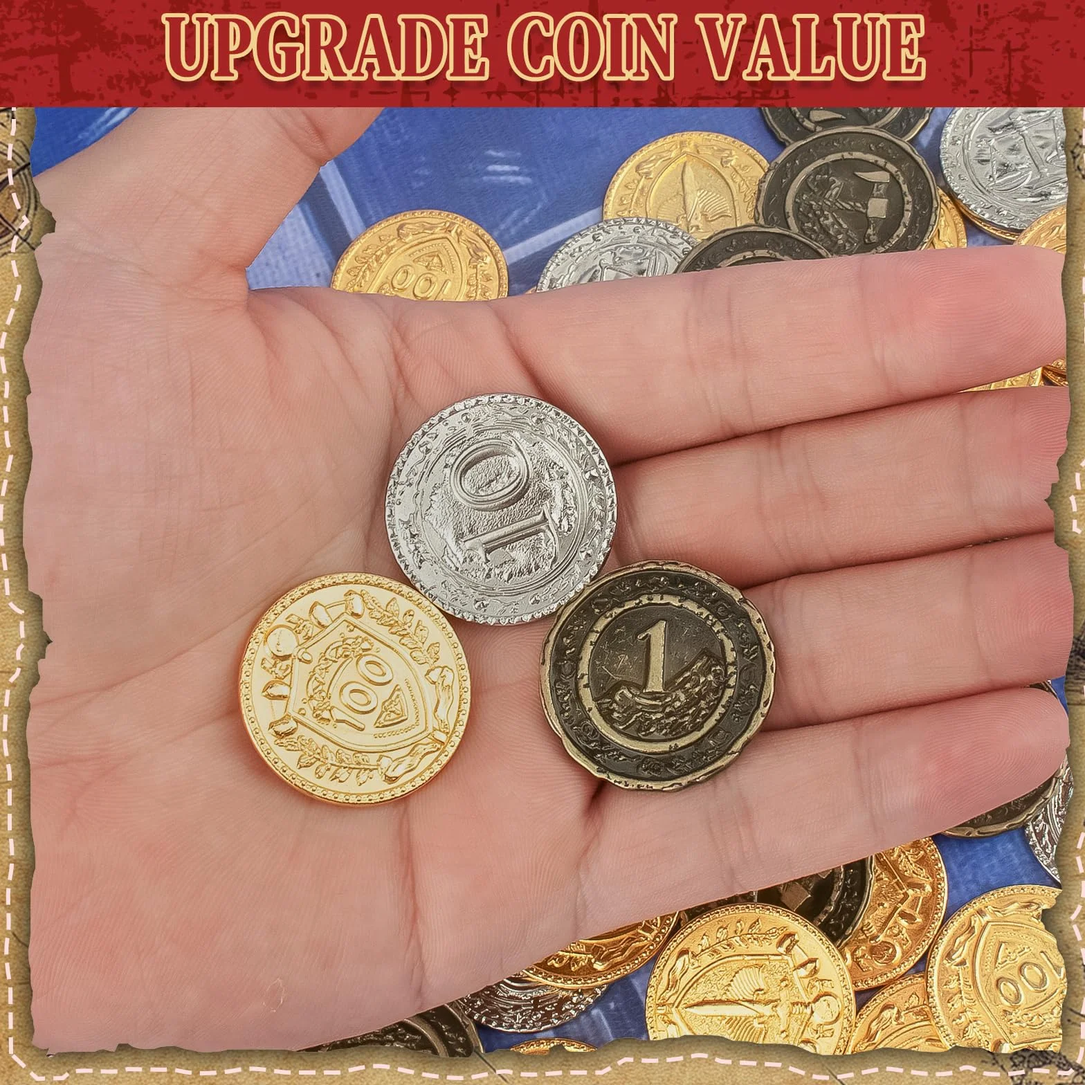 Lot de 100 pièces monnaie DND métal 3,5 cm Or argenté cuivre jeu société RPG fantaisie