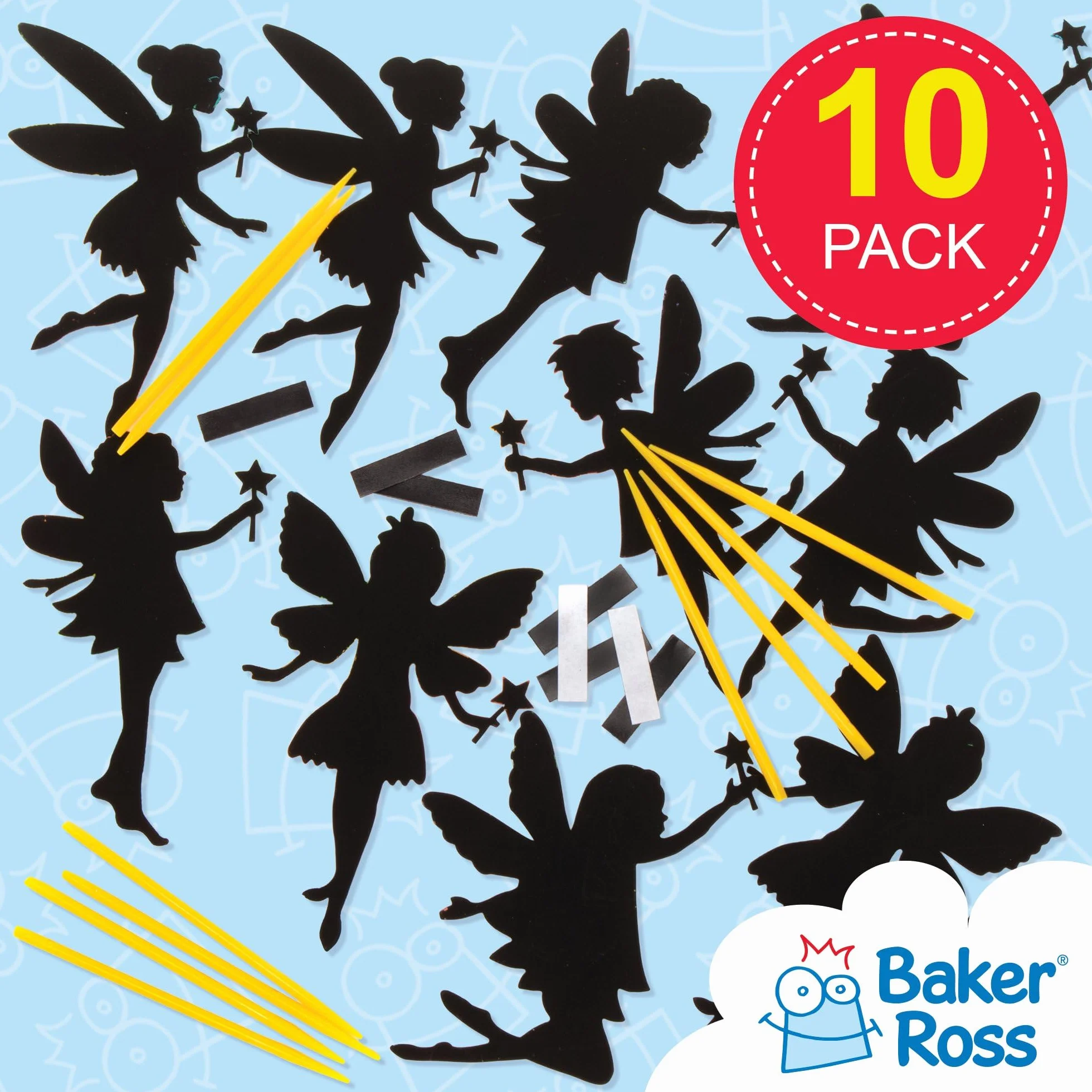 Baker Ross Fées aimantées à gratter Lot de 10 Loisirs créatifs enfants