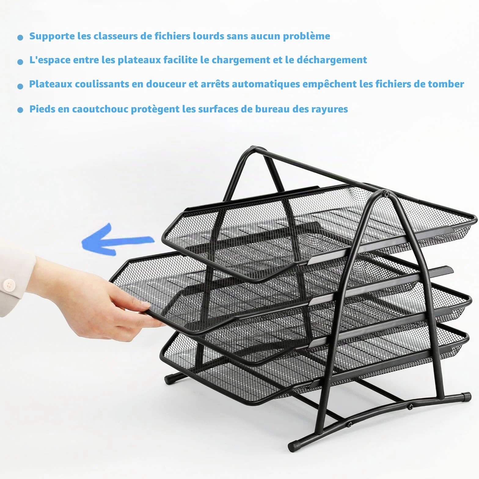 Corbeilles à Courrier 4 Niveaux, Bac à Courrier Empilable, Organisateur de Bureau Maille Métallique A4
