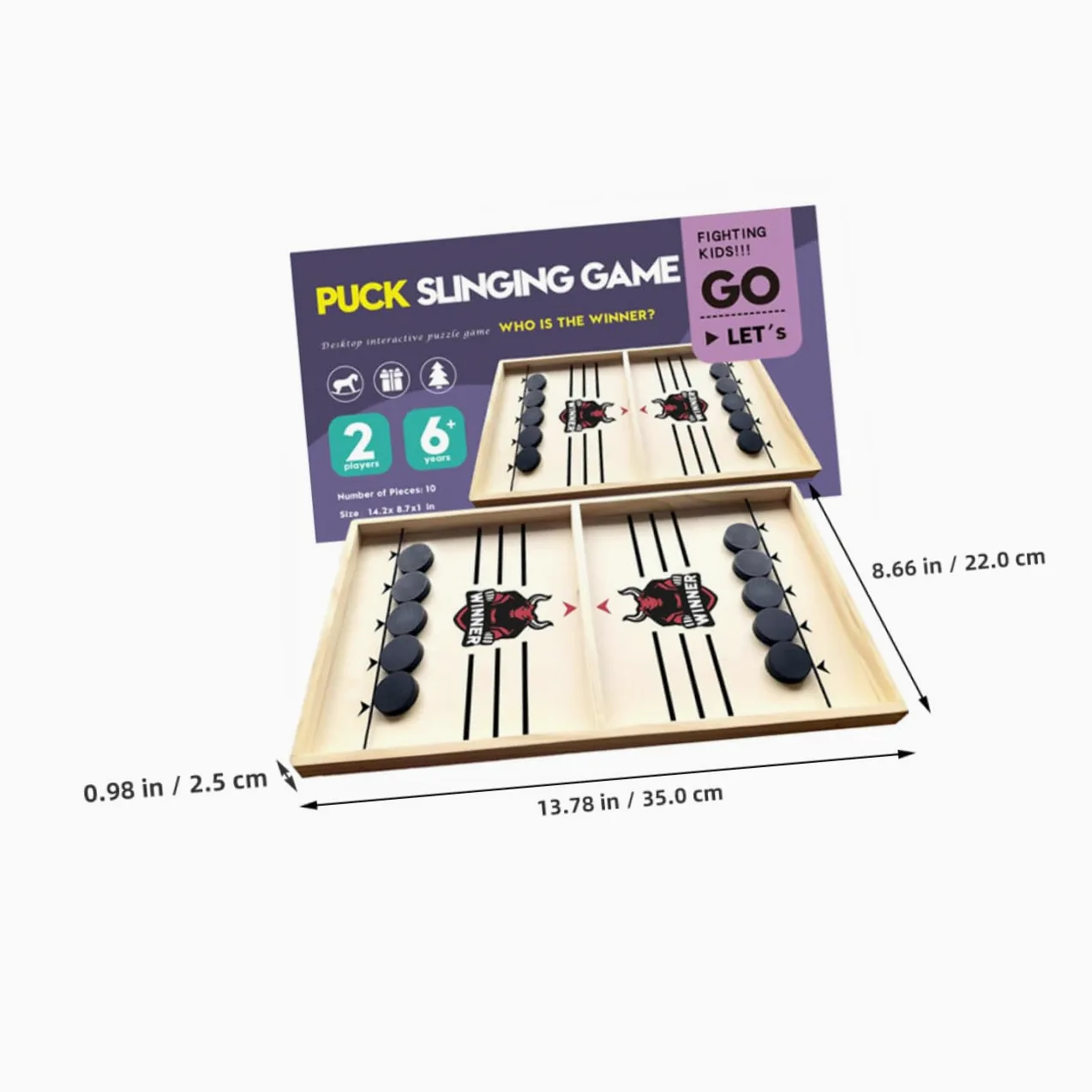 BESTonZON Jeu de Société en Bois pour Garçon et Filles et Adultes Petit Format Jeu de Palets à Fronde Rapide Jouet Éducatif Interactif pour Bataille de Bureau en Famille