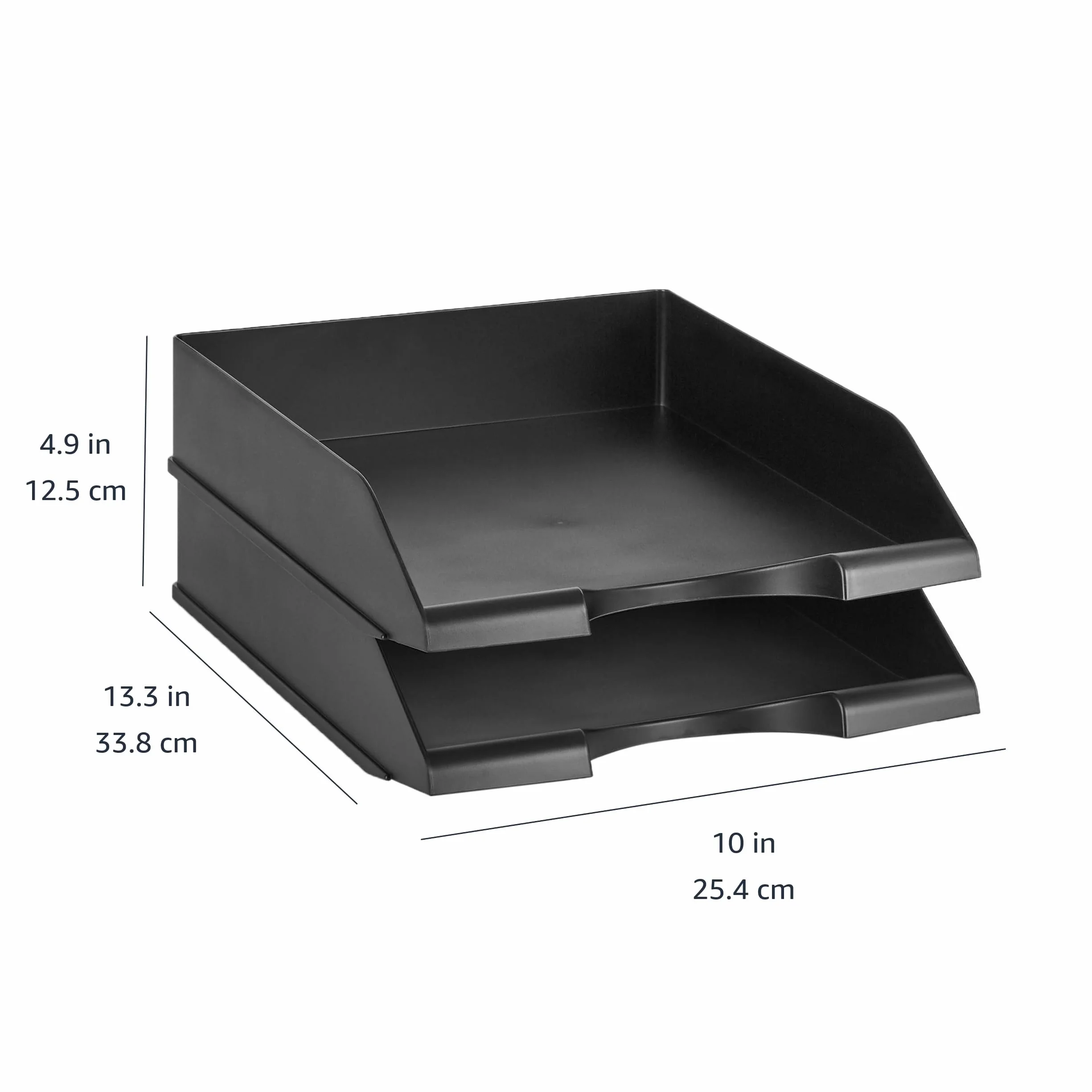 Amazon Basics Corbeilles à Courrier Empilables Format A4 Lot de 2 Noir