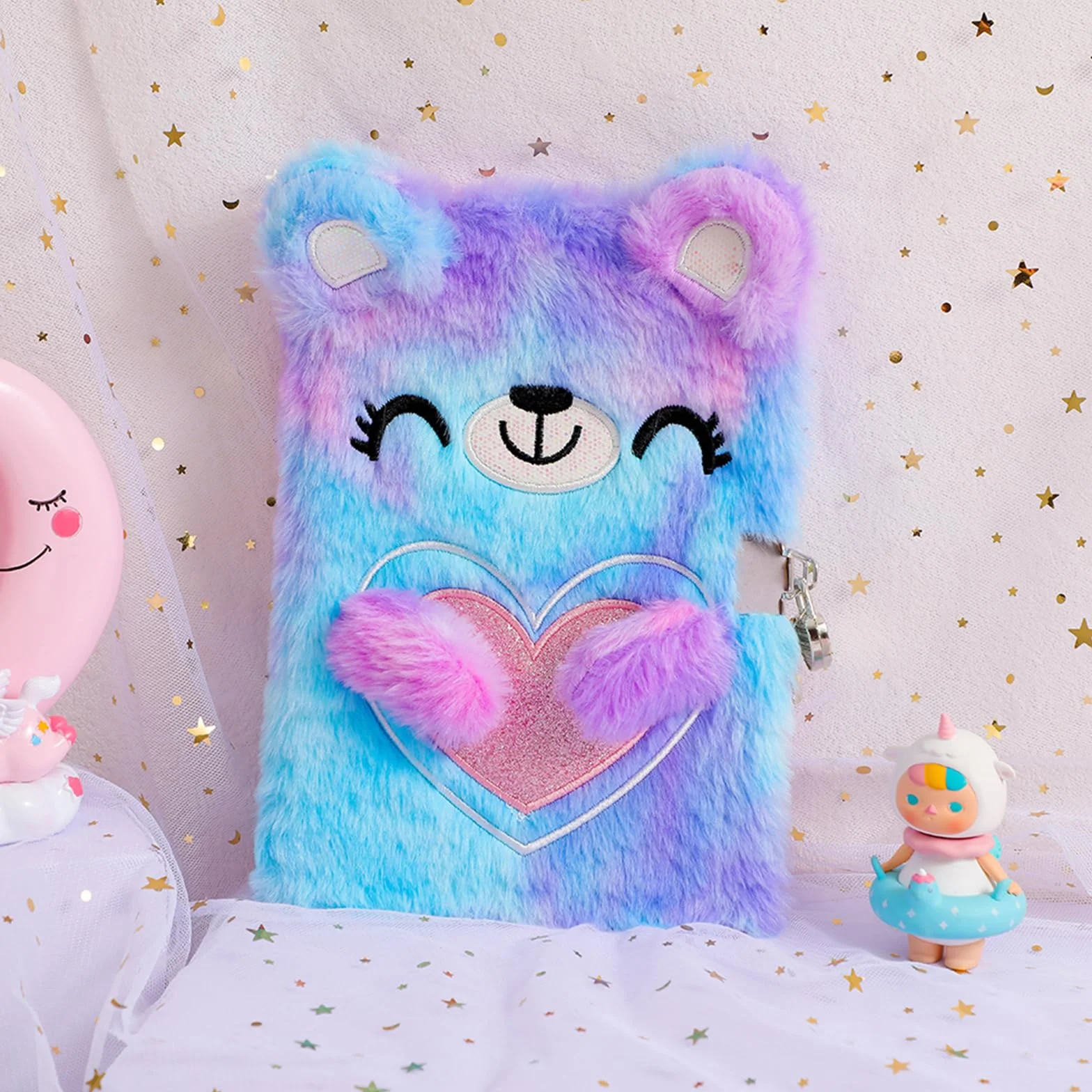 Journal Intime Fille avec Cadenas Carnet Secret Cadeau Fille Ours de dessin animé Multicolore