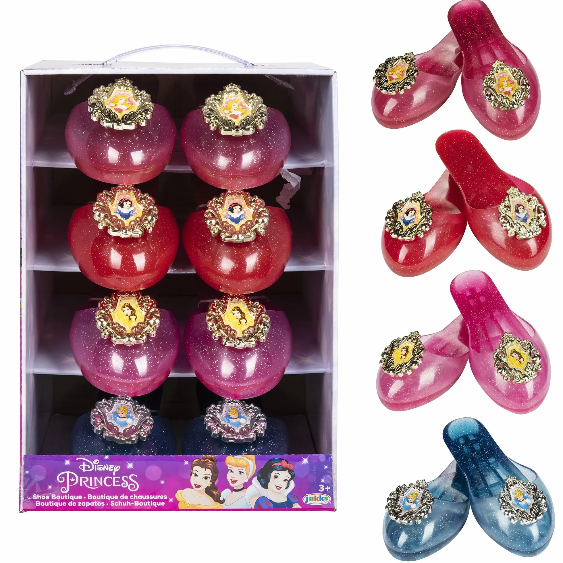 Boutique de Chaussures Disney Princess 4 Paires Scintillantes Cendrillon Aurore Belle Blanche-Neige