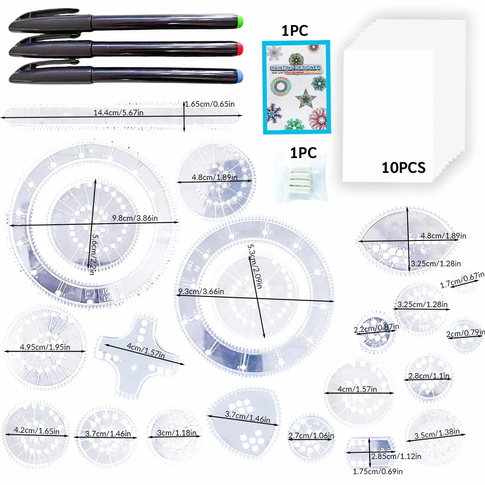Wafuesh Deluxe Ensemble De Dessin Spirale 26 Pièces Pochoirs Créatifs Multifonctionnels
