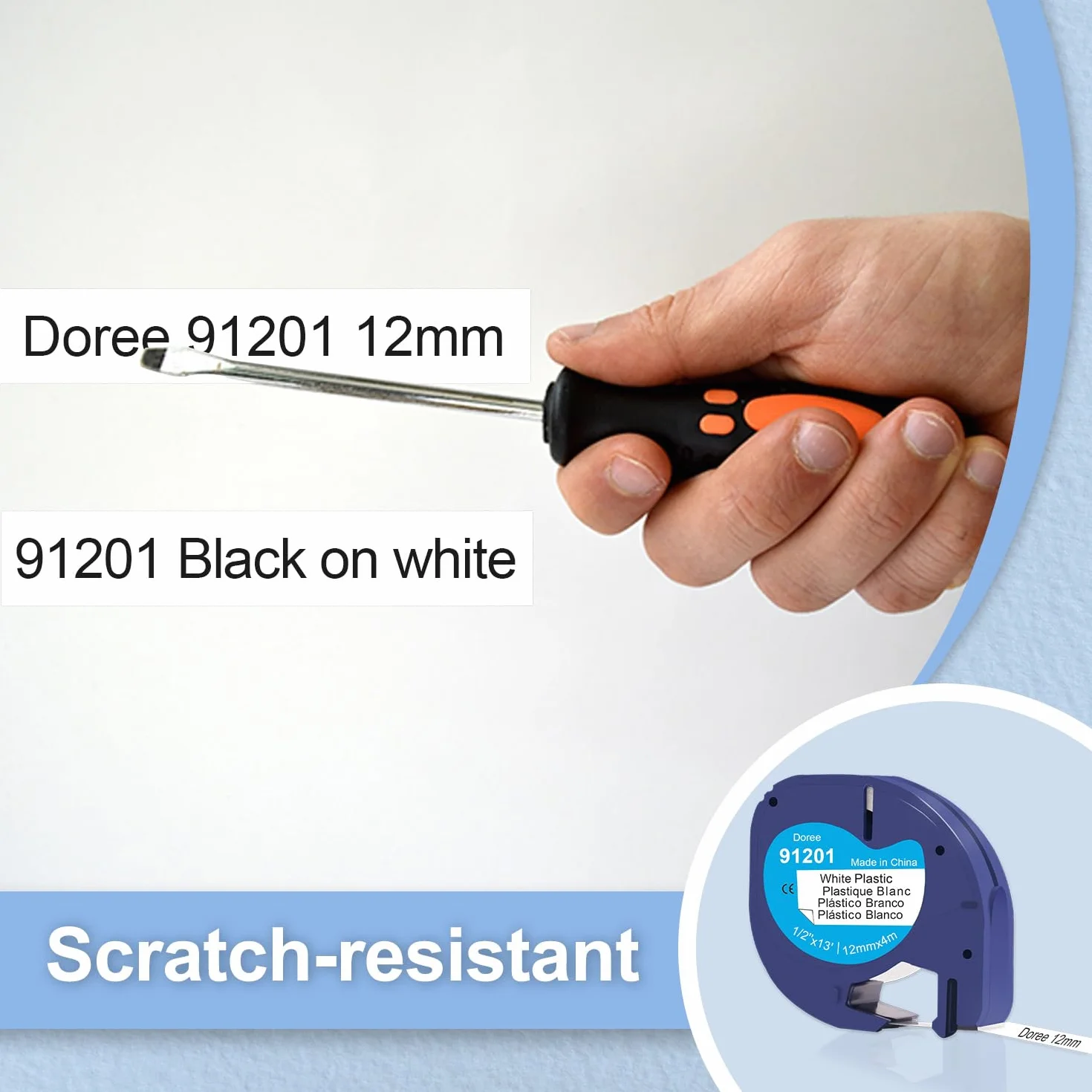 Dymo Letratag Ruban plastique 12 mm x 4 m noir sur blanc lot de 6 compatible LT-100H LT-100T XR XM QX50 200B