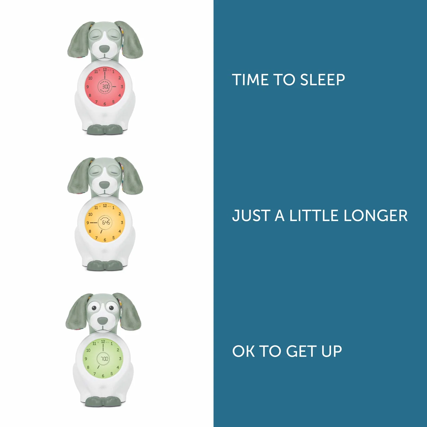 ZAZU Davy The Dog Clock - Horloge d'entraînement au Sommeil et veilleuse pour Enfants | réveil Lumineux