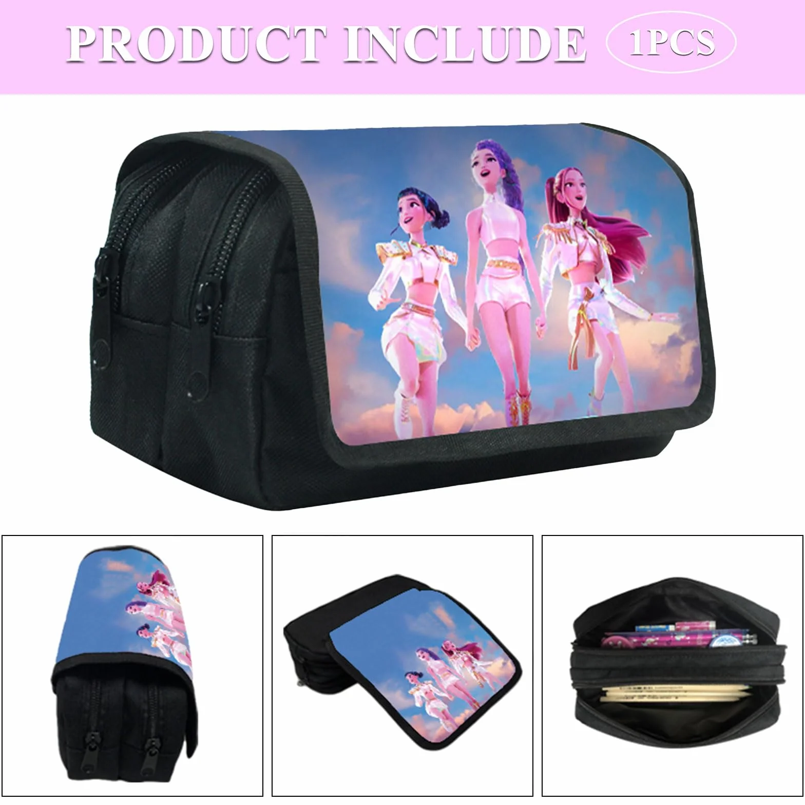 Trousse Scolaire Cartoon Grande Capacité Double Fermeture Éclair pour Enfants