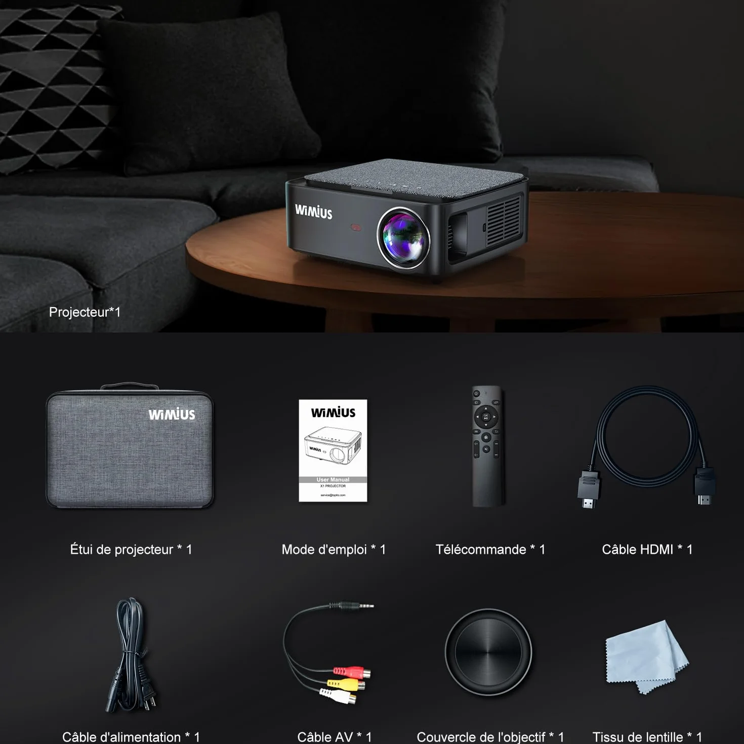 WiMiUS K1 Full HD 1080P 4K WiFi Bluetooth Projector Home Theater