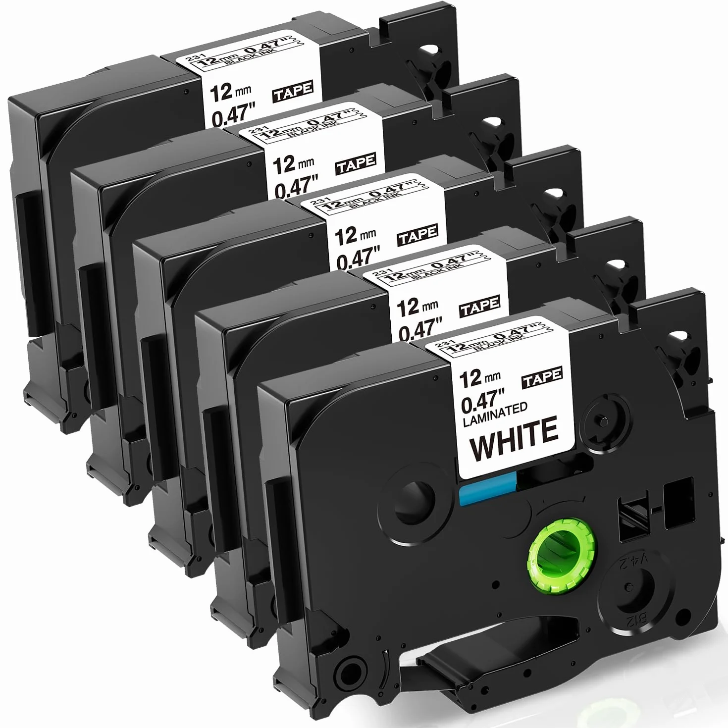 Fimax Ruban Cassette TZe-231 12mm Compatible Brother P-touch TZ Tze231 Laminated White