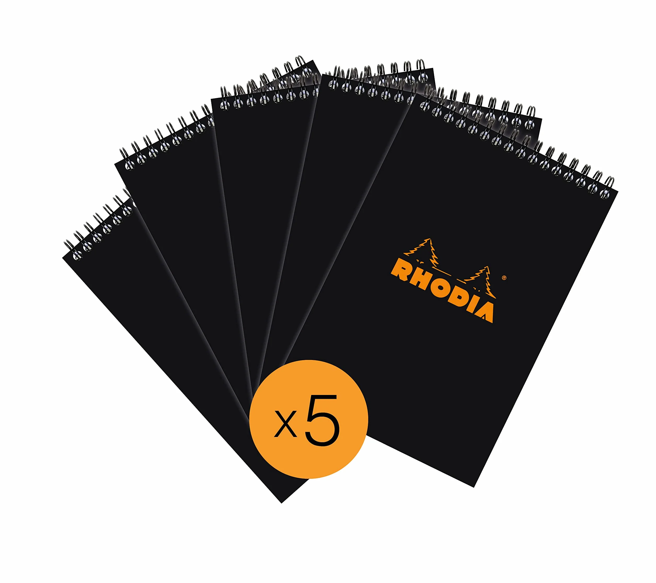 Rhodia Bloc-Notes A5 Ligné 80 Feuilles Papier Clairefontaine 80 g/m² Paquet de 5