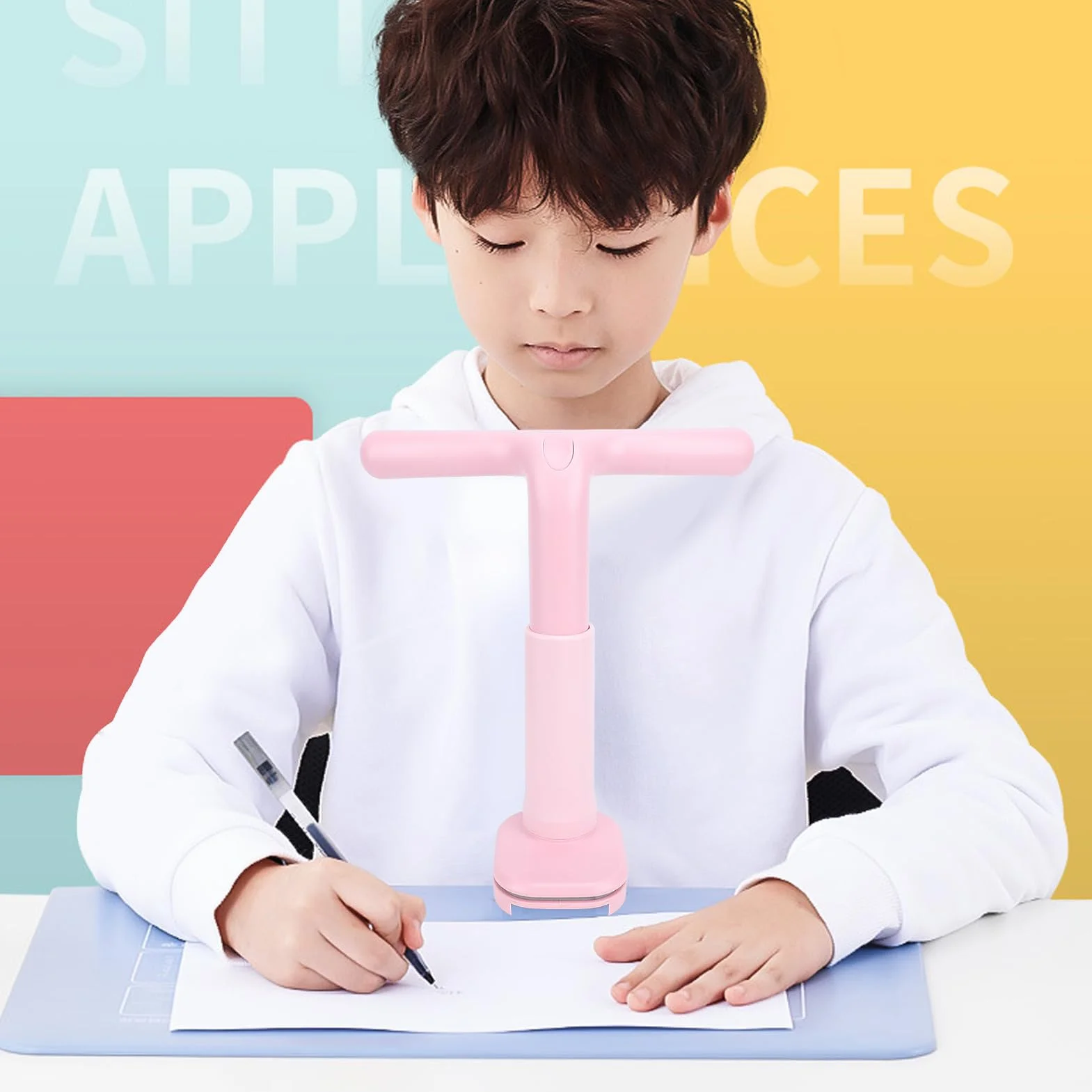 Correcteur de Posture Assis Enfants Coussin Bureau Silicone Réglable Bleu Santé