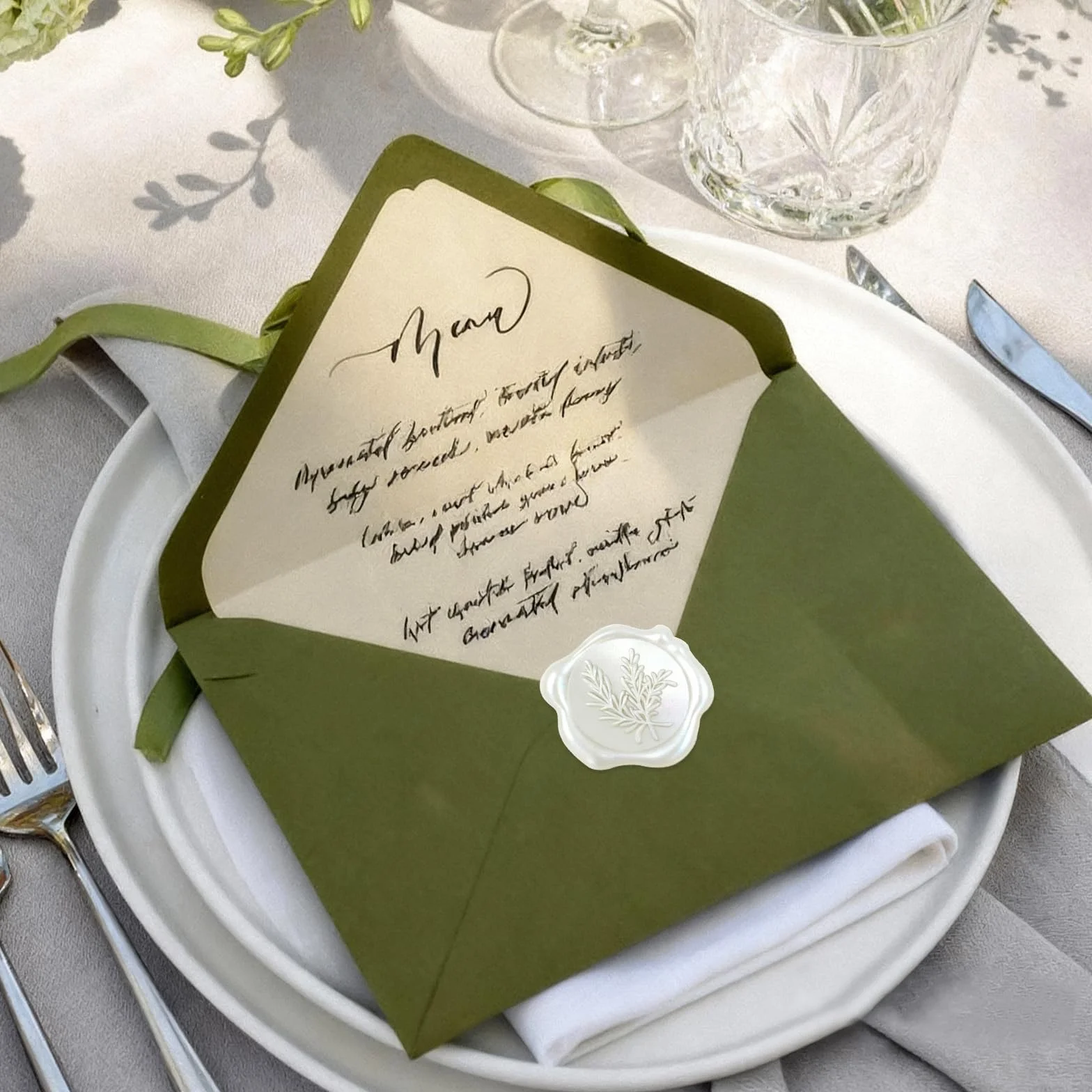 Sceau de Cire Autocollants Blanc Nacré, 50 Pièces, Cachet de Cire Autocollant Vintage pour Mariage, Enveloppes, Emballages Cadeaux