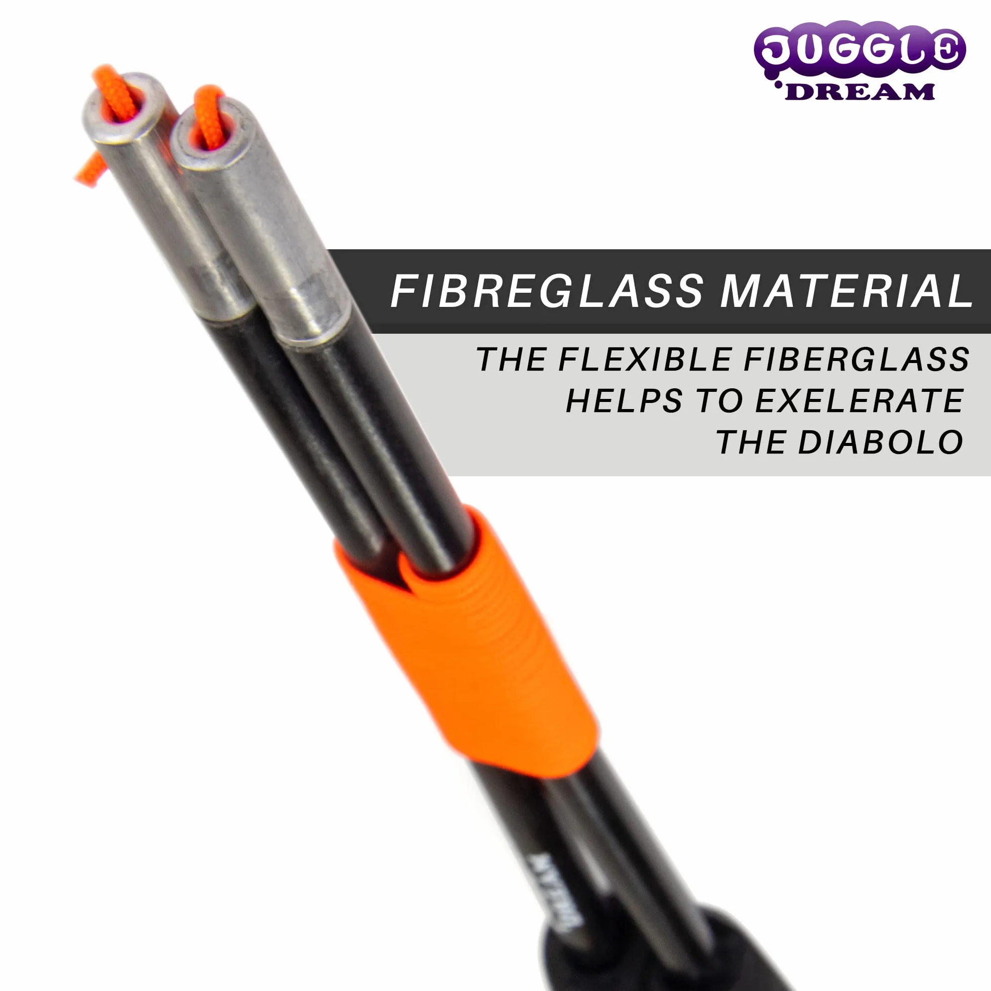 Juggle Dream Diabolo Jonglage Baguettes Superglass Fibre de Verre Solides Légères Grinds Bâton Noir