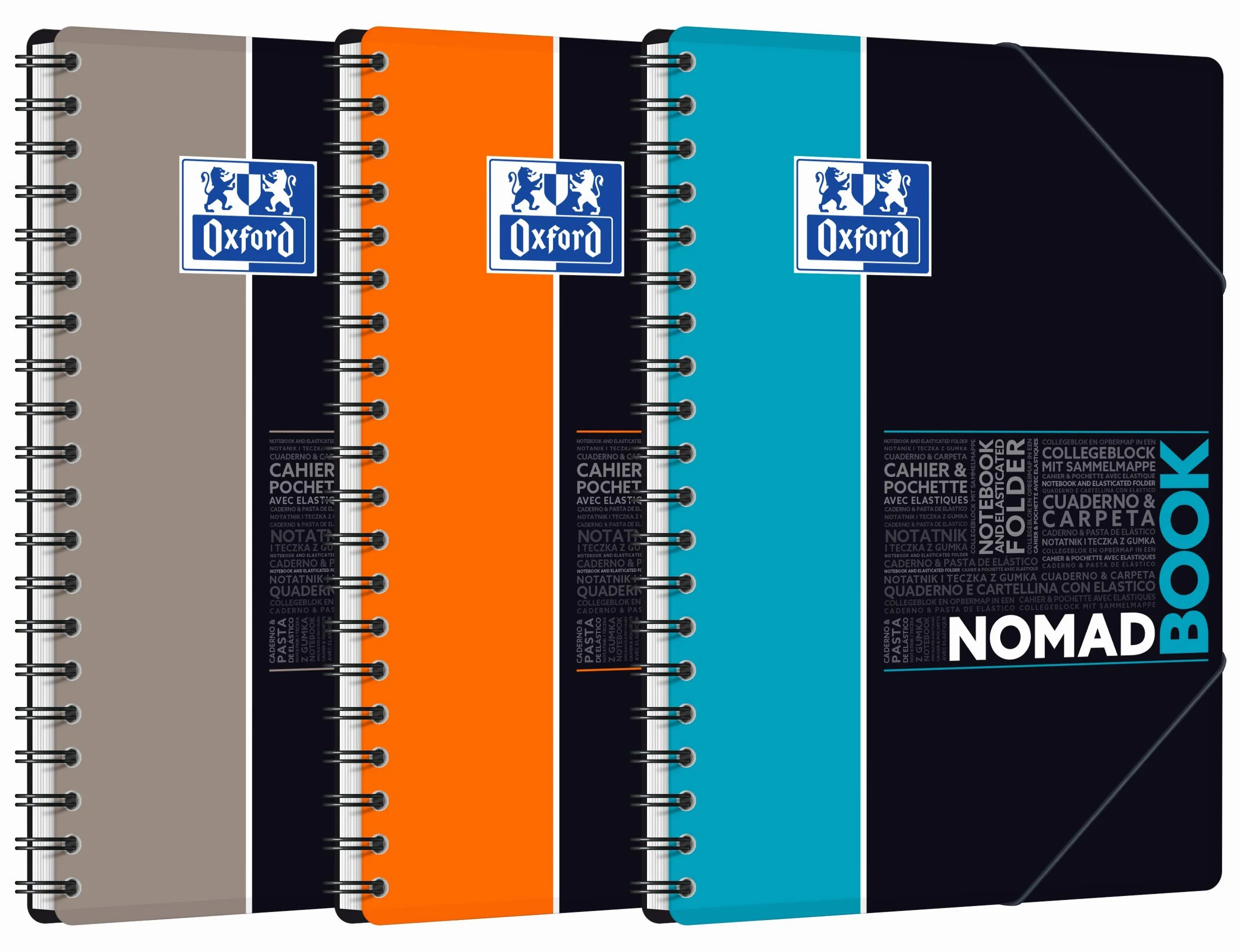 Oxford Nomadbook Cahier Spirale 17,6 x 25 cm 160 Pages Petits Carreaux Polypro