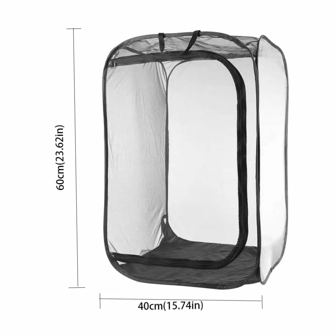 Cage Papillon 16x16x24inch Maison Transparente Pliable avec Fermeture éclair