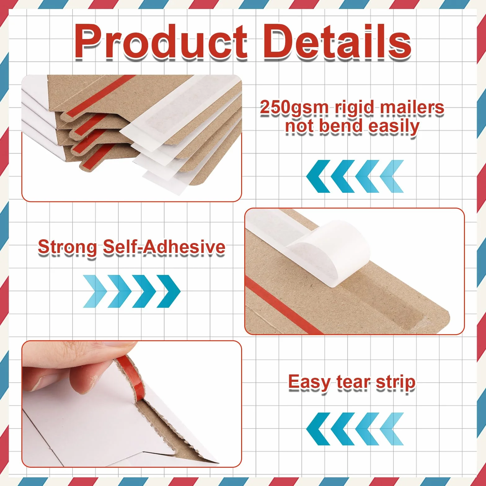 Lot de 50 enveloppes blanches A4 à décoller et à fermer - Enveloppes rembourrées en carton 250 g/m² pour envoi postal