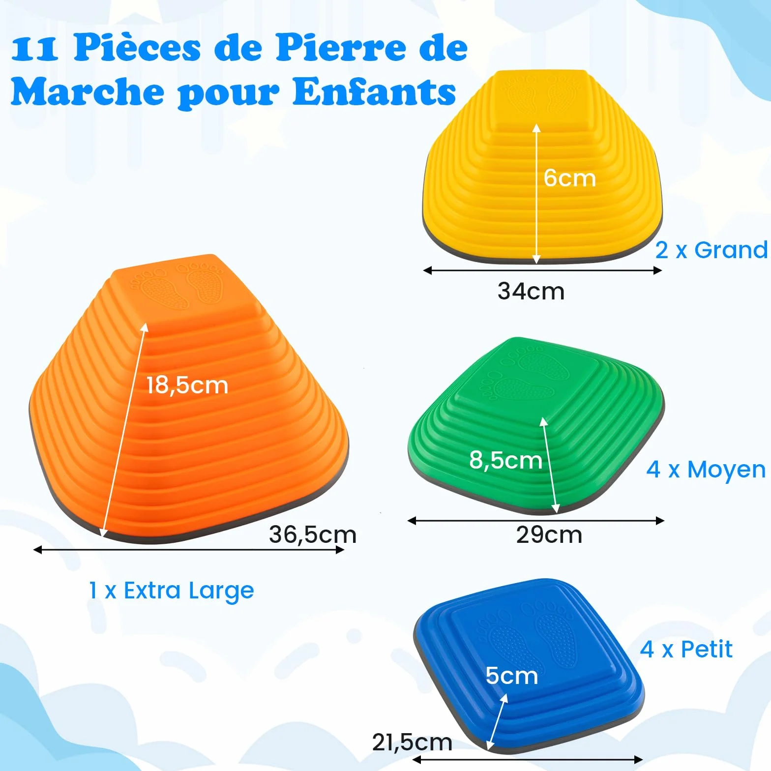 COSTWAY Pierres d'équilibre Empilables Enfant Bord TPE, Parcours Motricité Motif Antidérapant, Jouet Sensoriel Intérieur Extérieur, Charge 80kg 3 Ans+