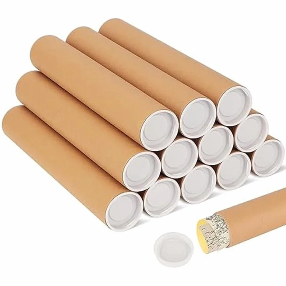 Tubes d'expédition en carton 5,1 x 30,5 cm Lot de 12 avec capuchons