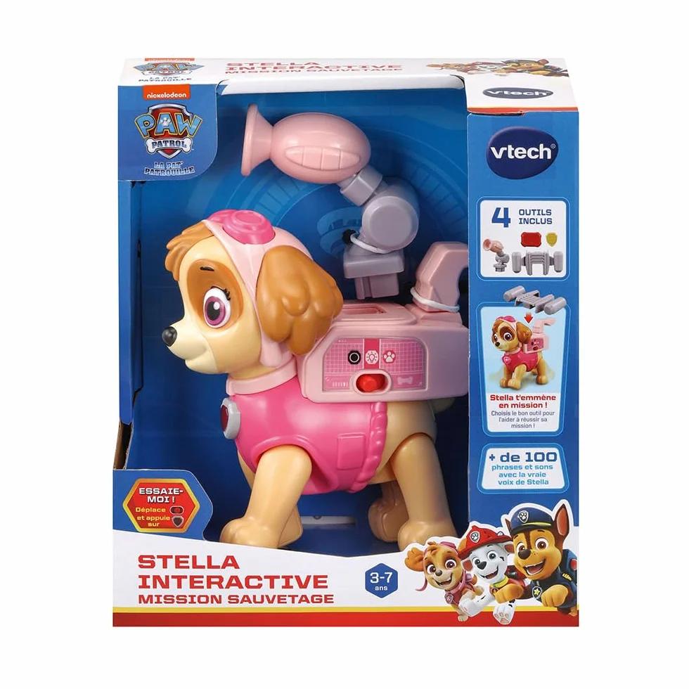 VTech Pat' Patrouille Stella Interactive Mission Sauvetage Figurine 16 cm Chien Interactif Jouet Paw Patrol Cadeau Enfant 3-7 Ans Français