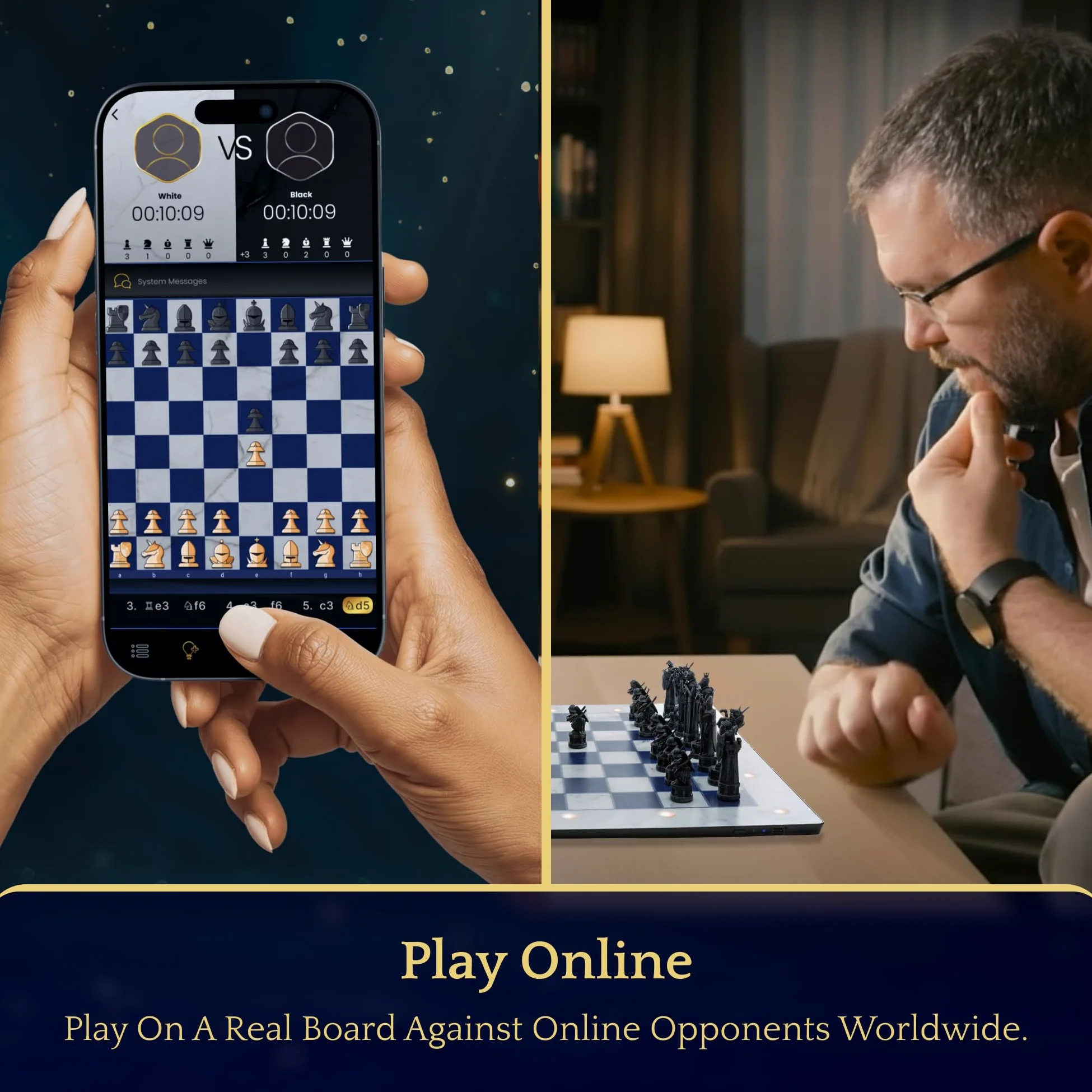Jeu d'échecs électronique Harry Potter - GoChess Mini Wizard - Jeu d'échecs lumineux pour enfants et adultes - Tous niveaux de jeu avec application en ligne - Parfait pour les fans de Harry Potter