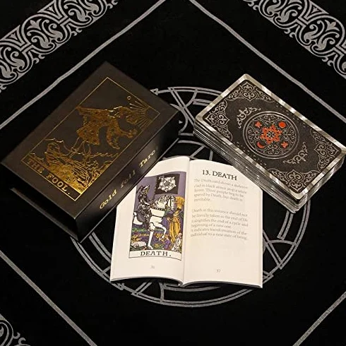 Générique Gold Foil Tarot, Tout en Anglais, ce Jeu est Un incontournable pour Les tarots débutants et avancés (Nouveaux Gold Foil Tarot, Hexagon Silver,12 * 7cm