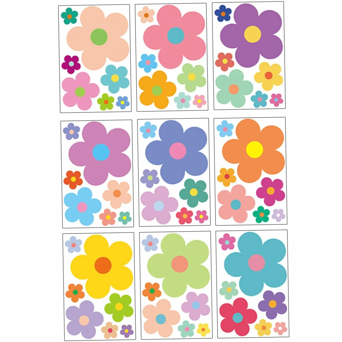 Hemobllo Autocollants Muraux Décoratifs Fleurs PVC 9 Feuilles 7 Stickers