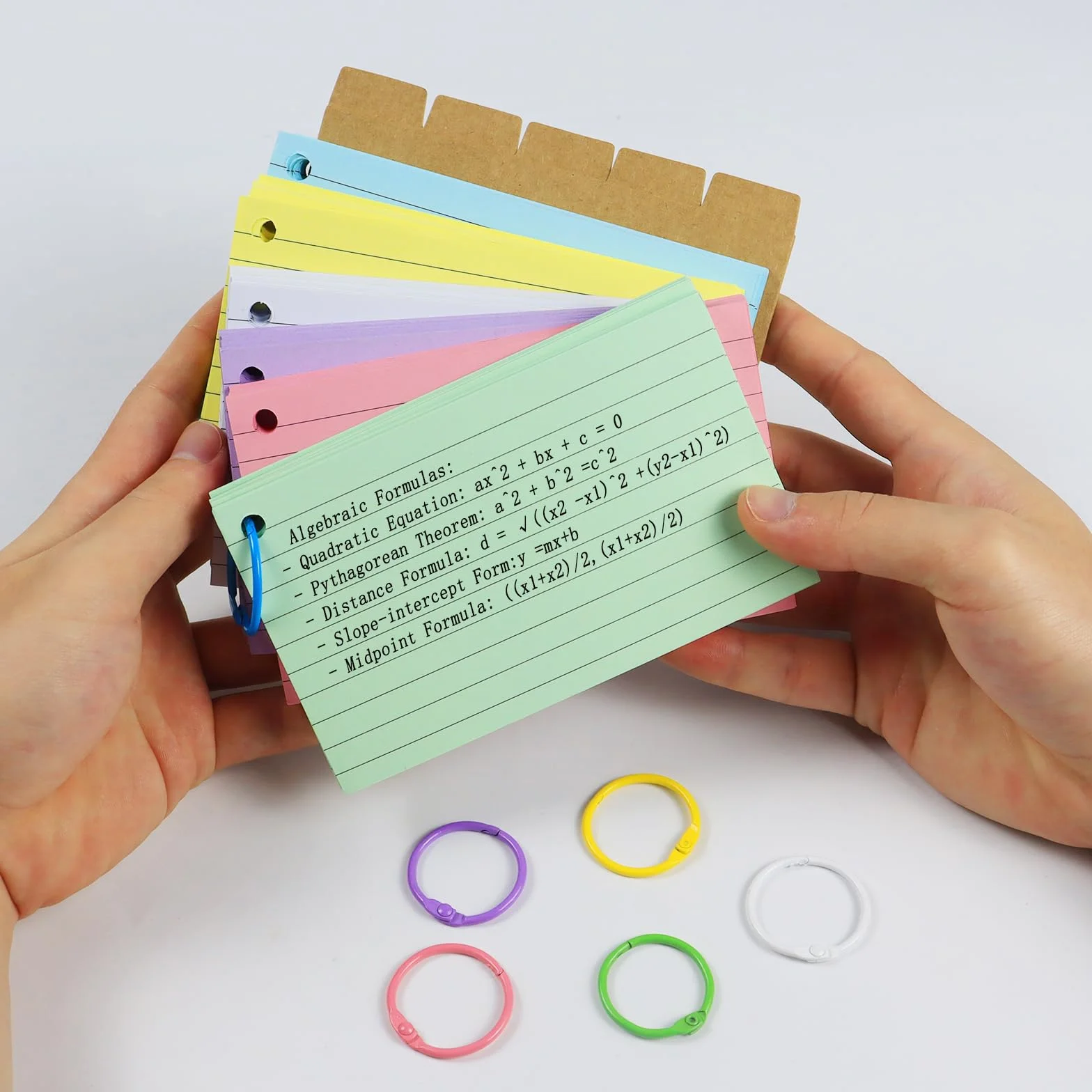 Kit de Boîte à Fiches 313 Pièces avec Boîte Noire, 300 Fiches, 5 Intercalaires
