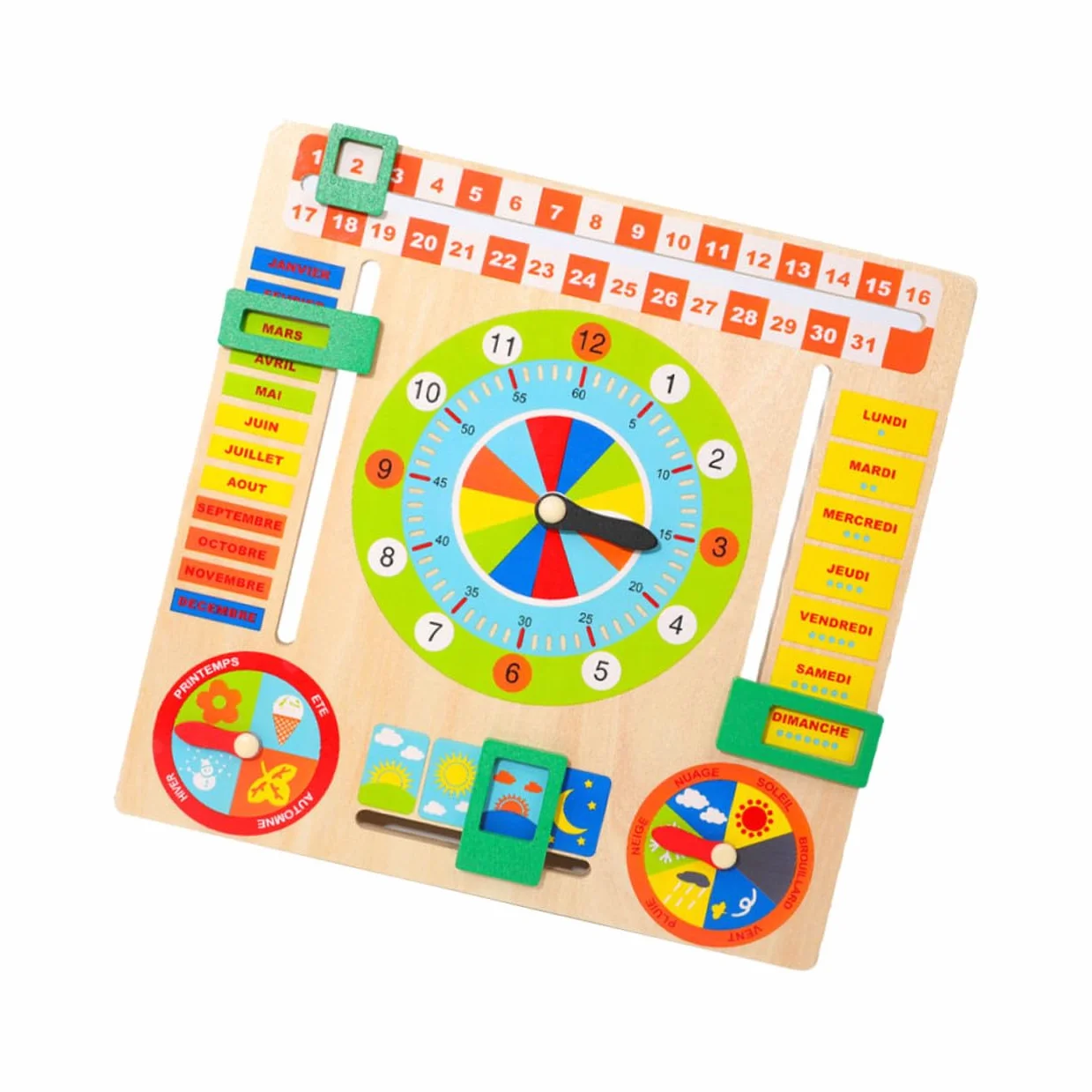 Horloge en Bois Jouet d'Apprentissage pour Enfants Surface Lisse Éveil Éducation Précoce