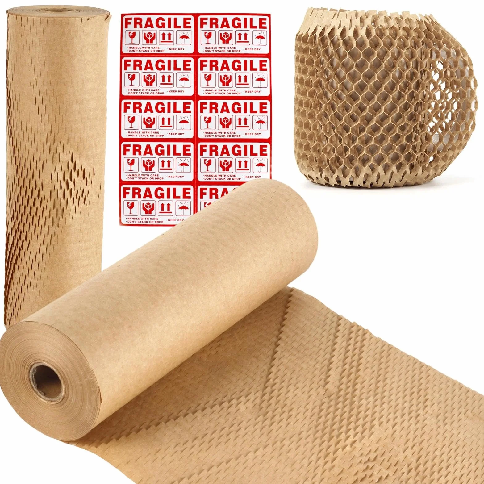 Papier d'emballage en nid d'abeille 30cm x 50m Rouleaux de Calage Recyclés pour Protection Objets Fragiles