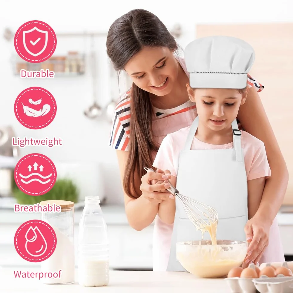 Tablier et Chapeau de Chef pour Enfants 60x45cm Imperméable Cuisine