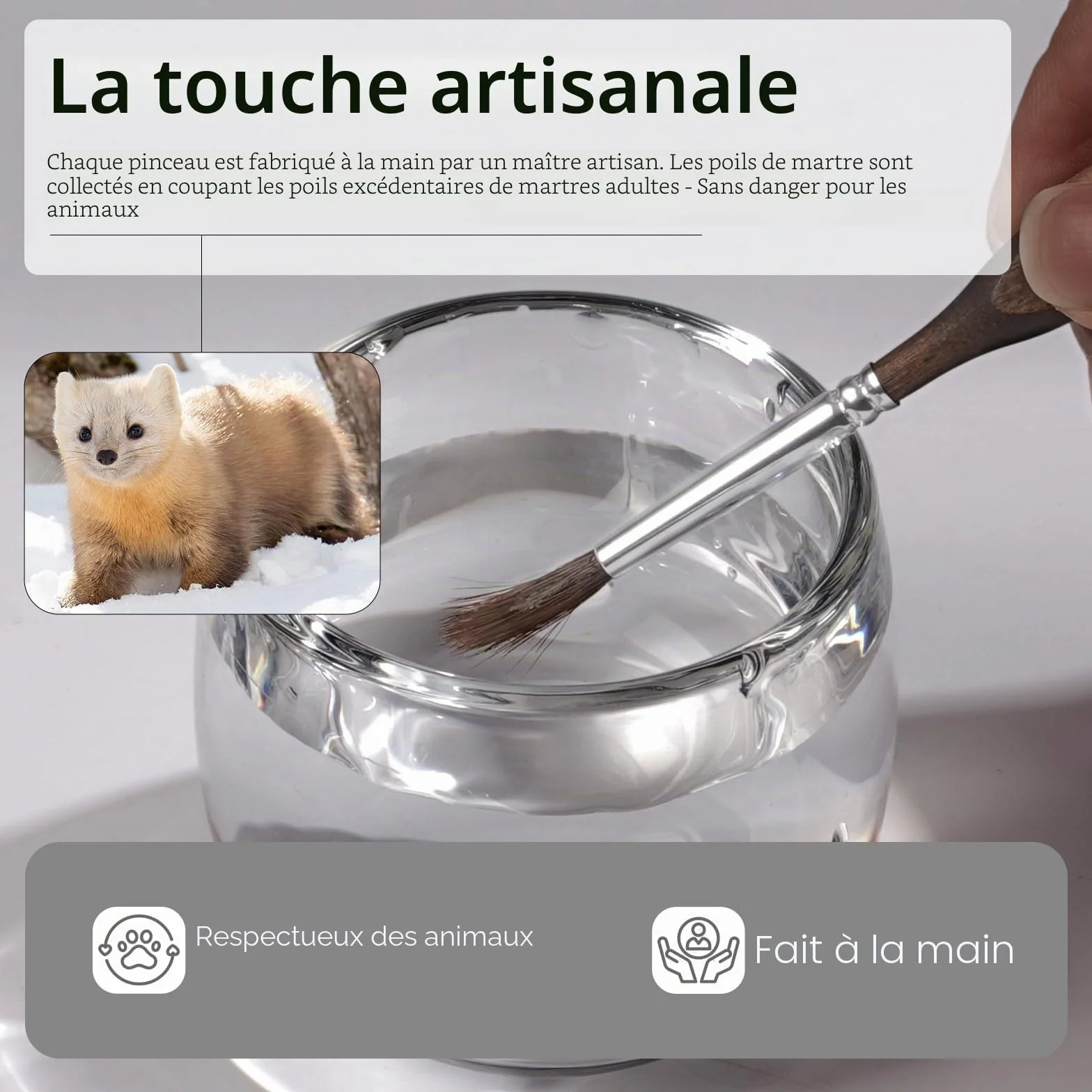 Nicpro 7 Pinceaux Miniatures Poils de Martre Kolinsky, Pinceaux Peinture Professionnels Pointe Ronde avec Étui Tissu pour Acrylique Figurines Modélisme