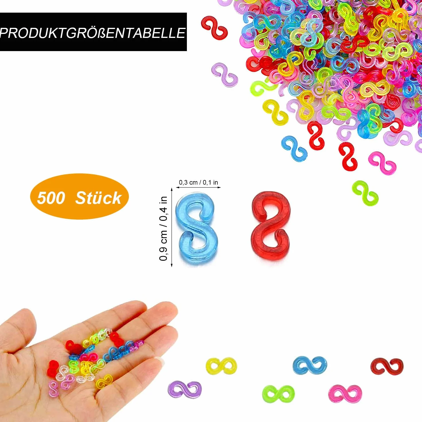 Bandes S Clips 500 Pièces Clips de Métiers à Tisser en Plastique Multicolore