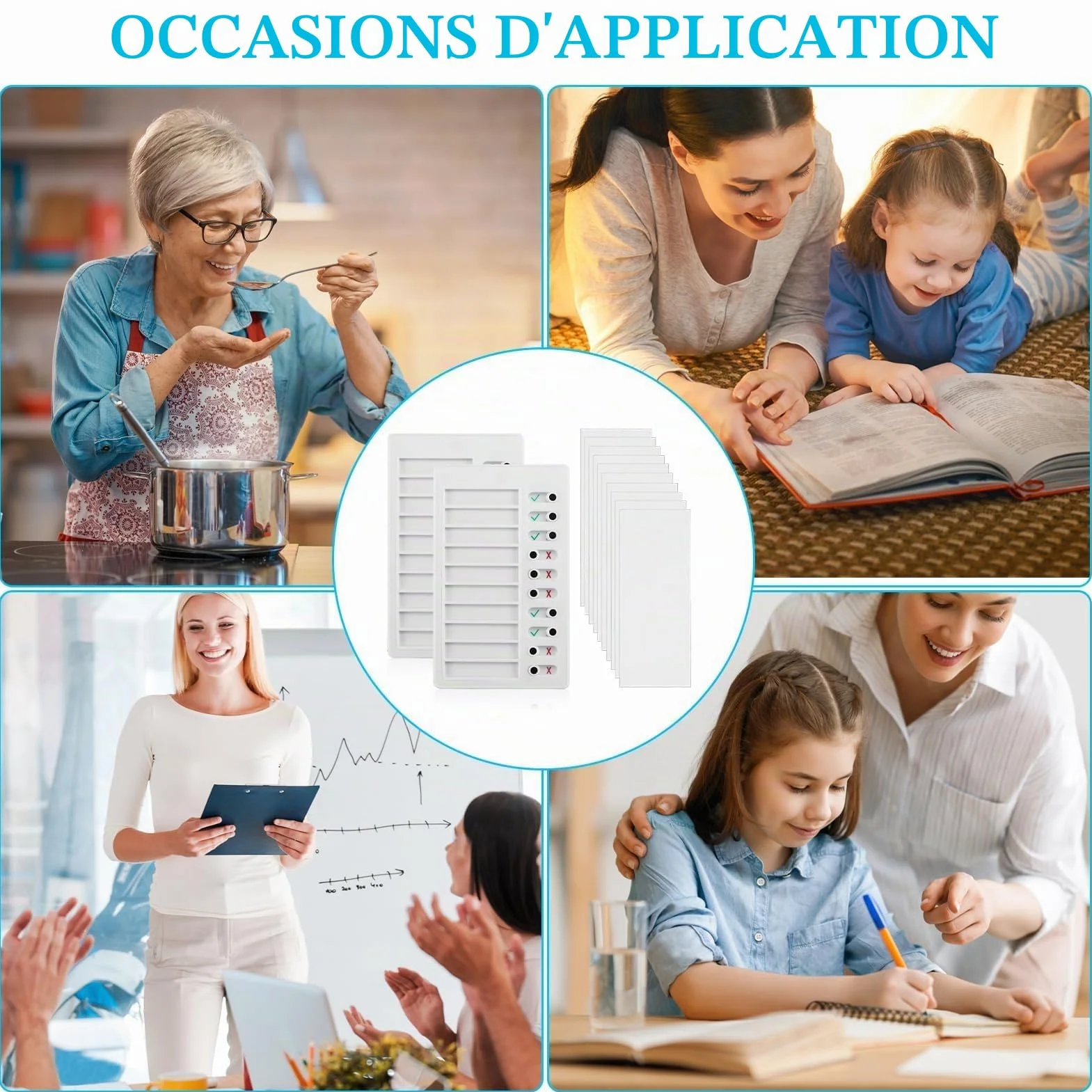 Tableau de mémo en plastique avec liste de contrôle réutilisable amovible et bloc-notes pour planification quotidienne des tâches